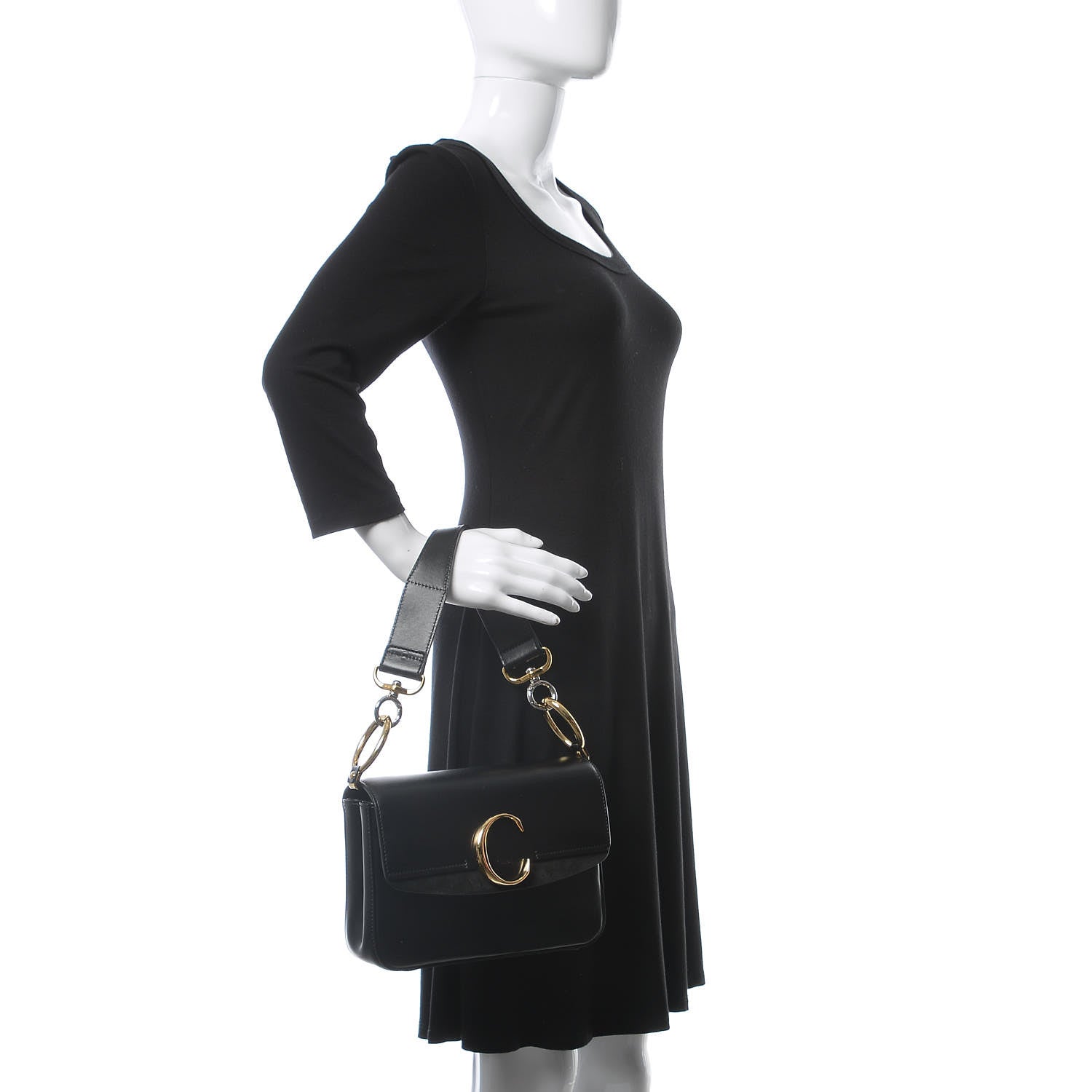 Chloe Calfskin Small C Double Carry Black 3 of 14