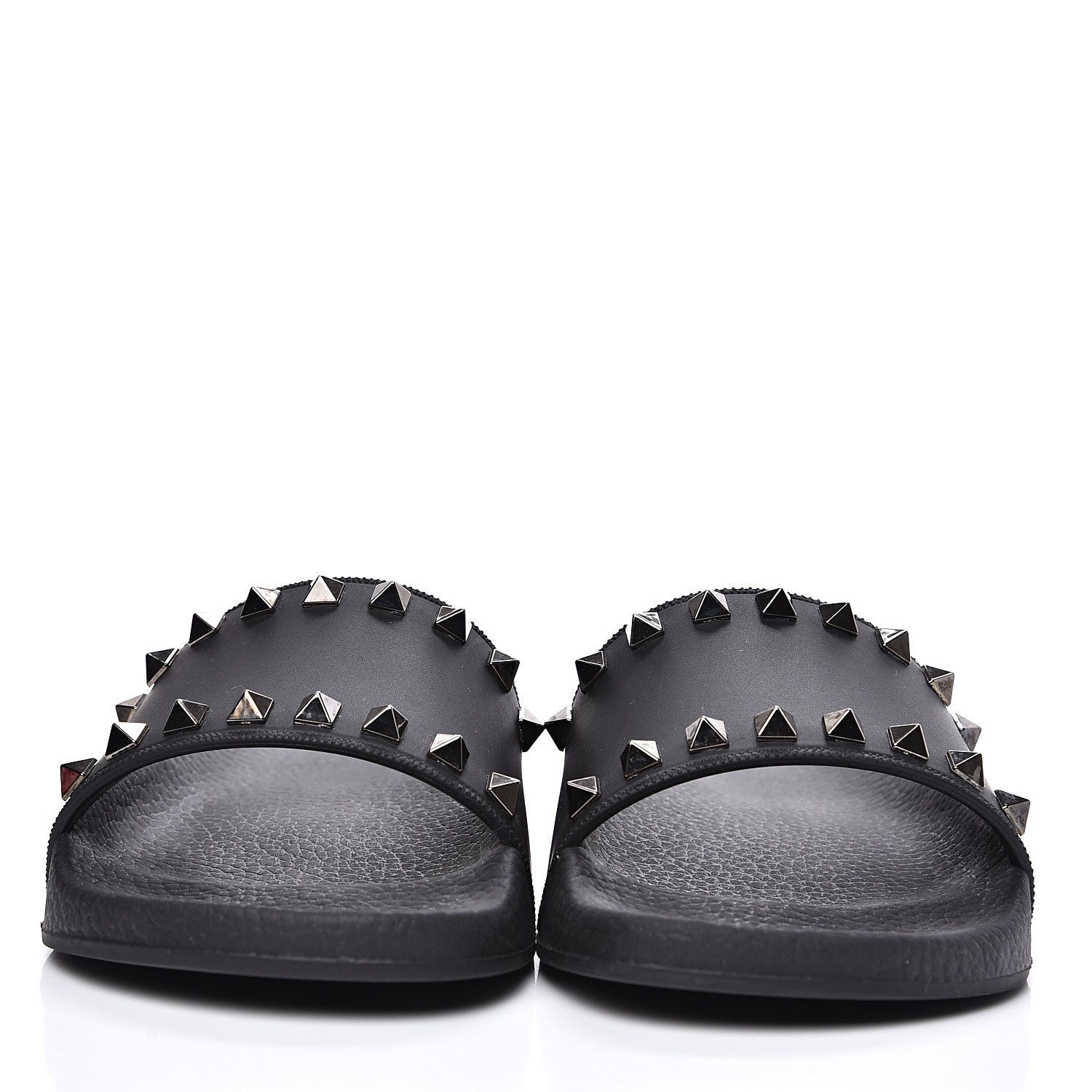 Valentino Garavani Rubber Rockstud Slide Sandals 36 Black 2 of 9