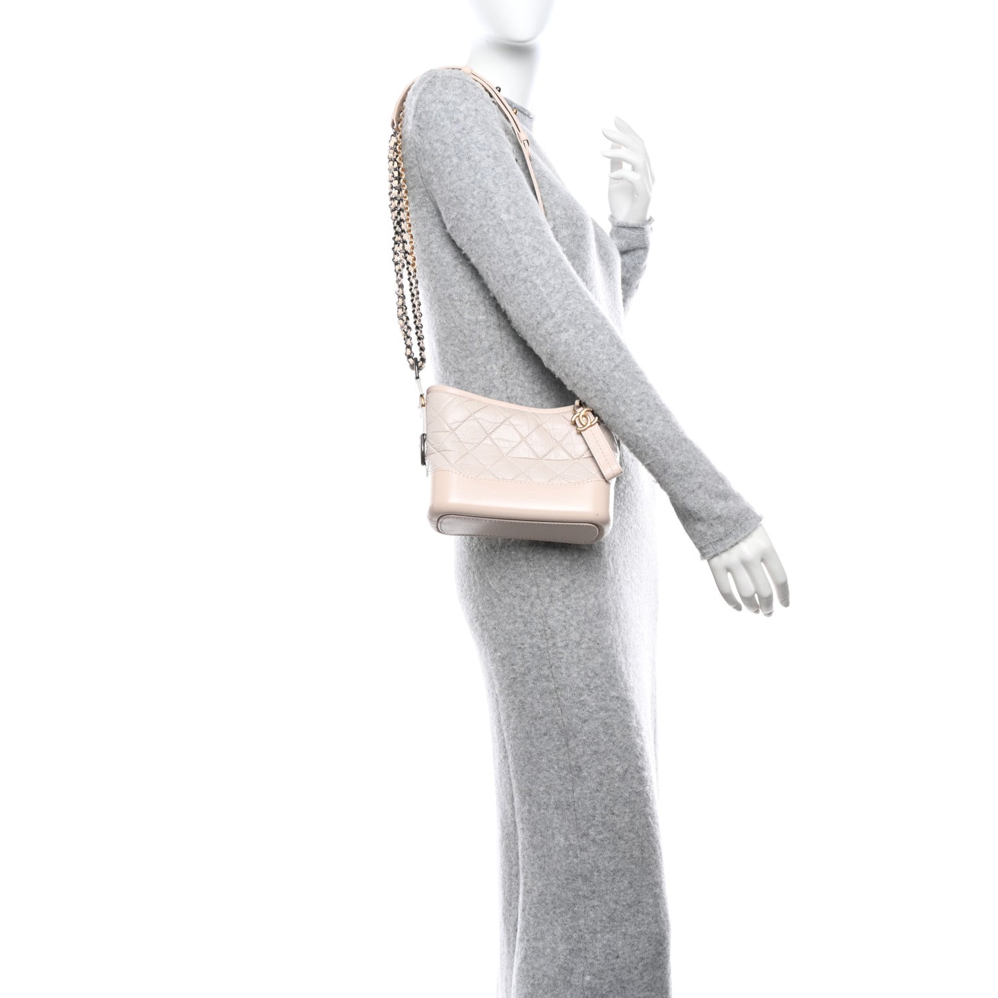 Aged Calfskin Quilted Small Gabrielle Hobo Light Pink