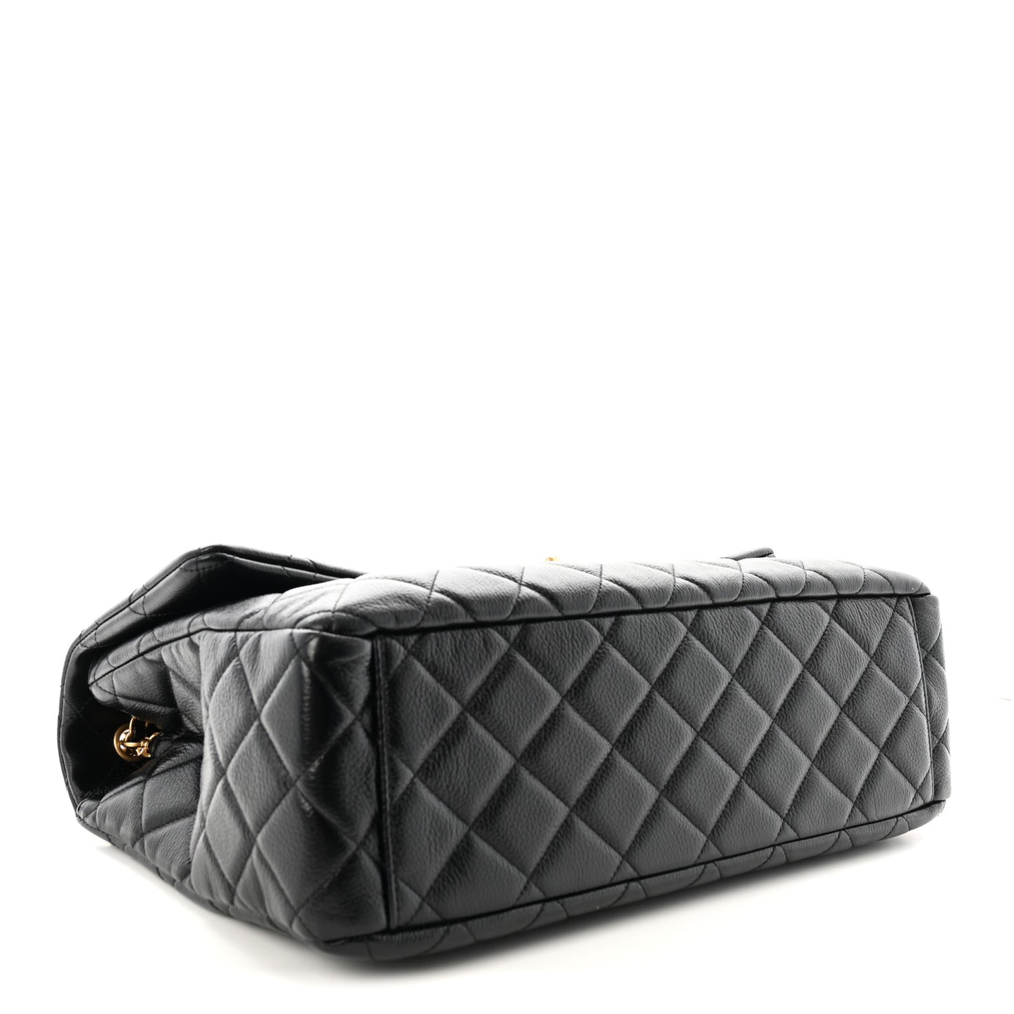 Calfskin Quilted XXL Travel Flap Bag Black