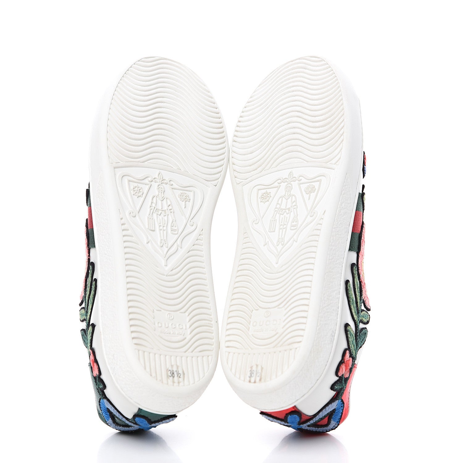 Gucci Calfskin Web Floral Embroidered Womens Ace Sneakers 38.5 White 5 of 9