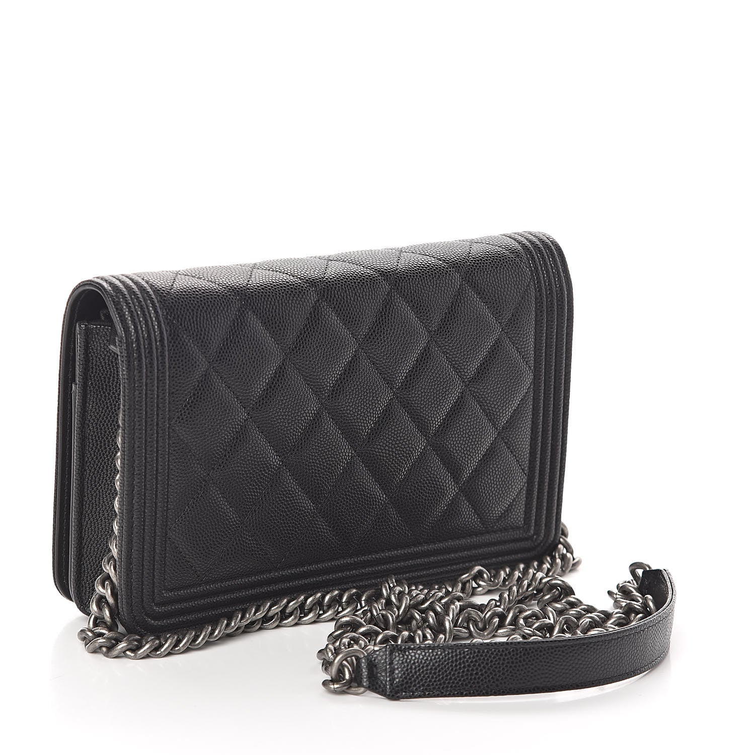 Chanel Caviar Quilted Boy Wallet On Chain WOC Black 3 of 11