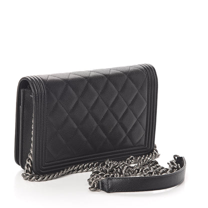 Chanel Caviar Quilted Boy Wallet On Chain WOC Black 3 of 11