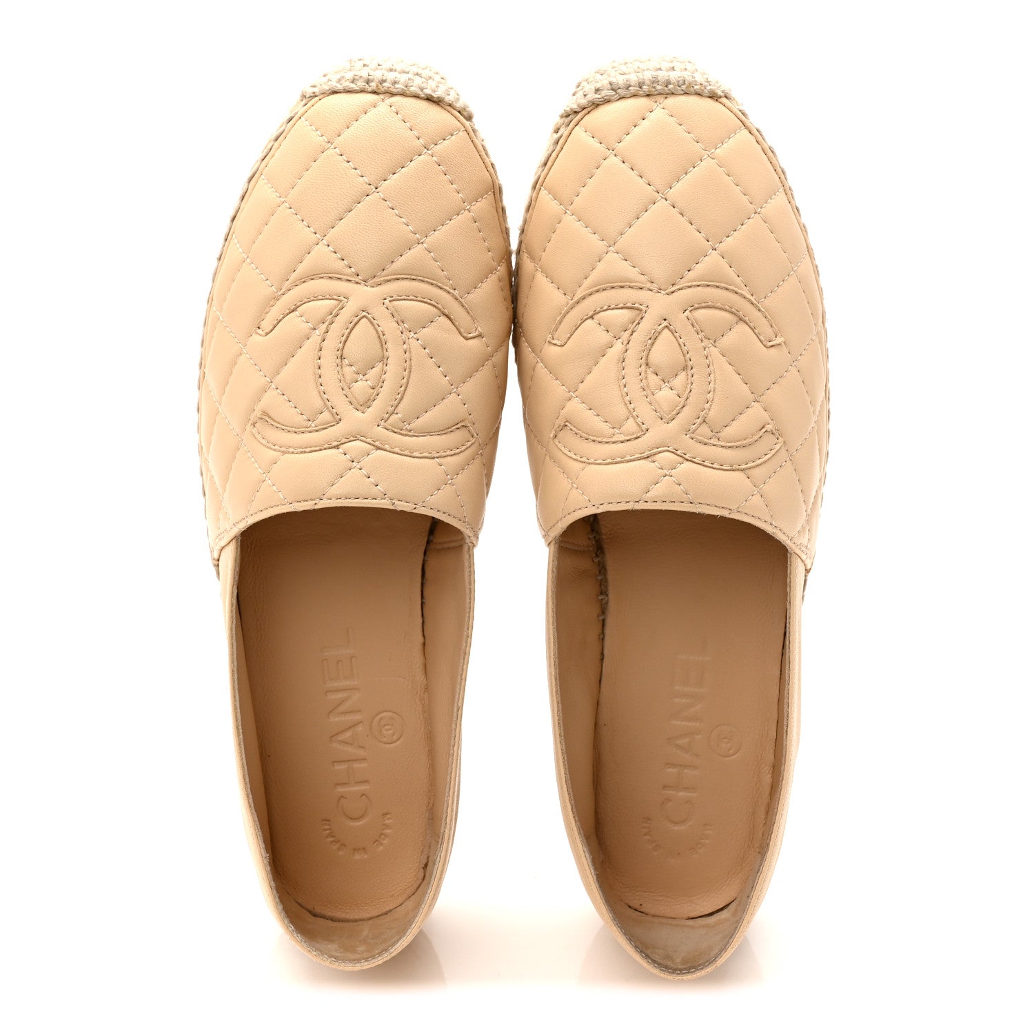 Chanel Lambskin Quilted CC Espadrilles 36 Beige 1775175 – FASHIONPHILE