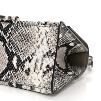 Balenciaga Calfskin Snake Effect Small Hourglass Top Handle Bag Black White 12 of 12