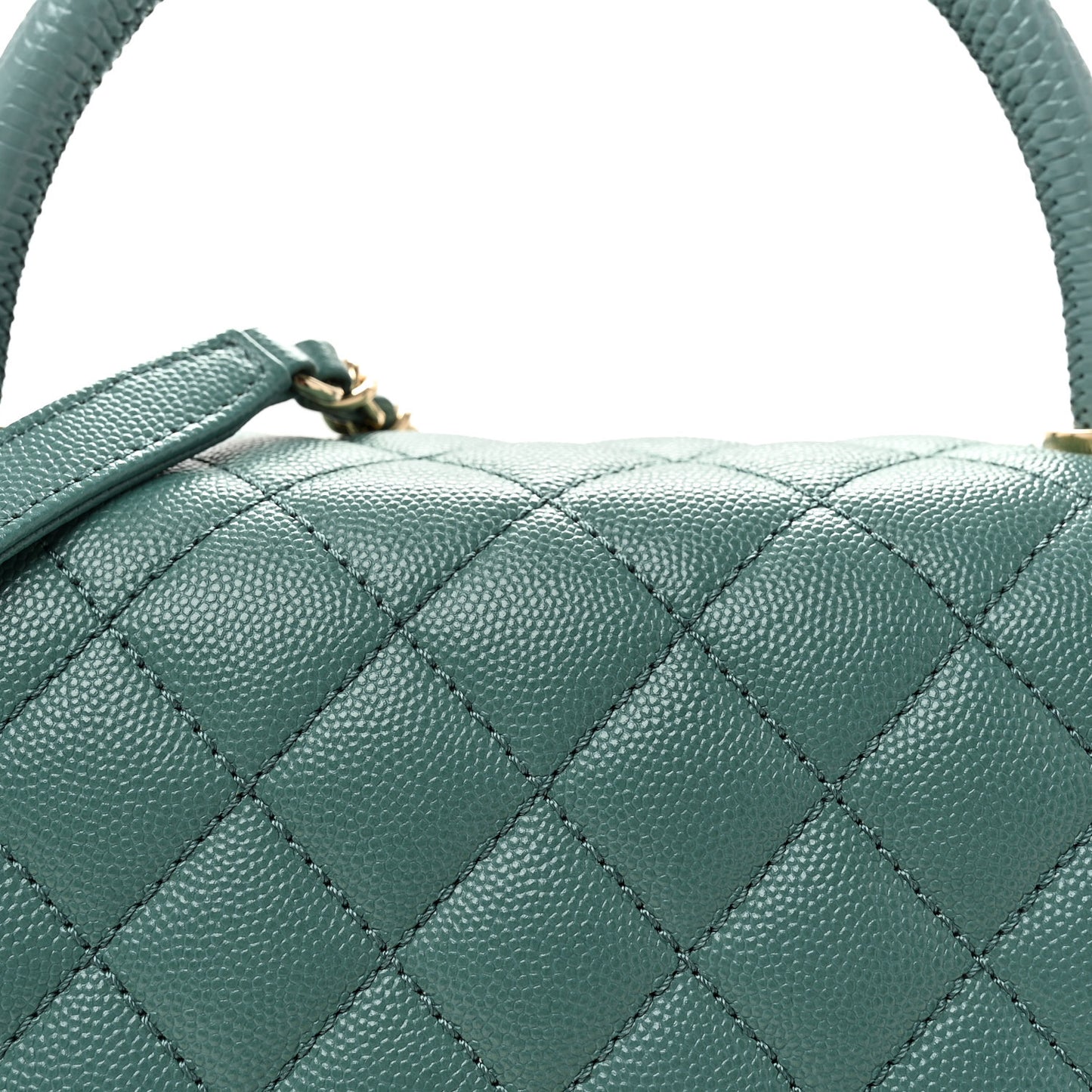 Caviar Quilted Lizard Embossed Small Coco Handle Flap Green
