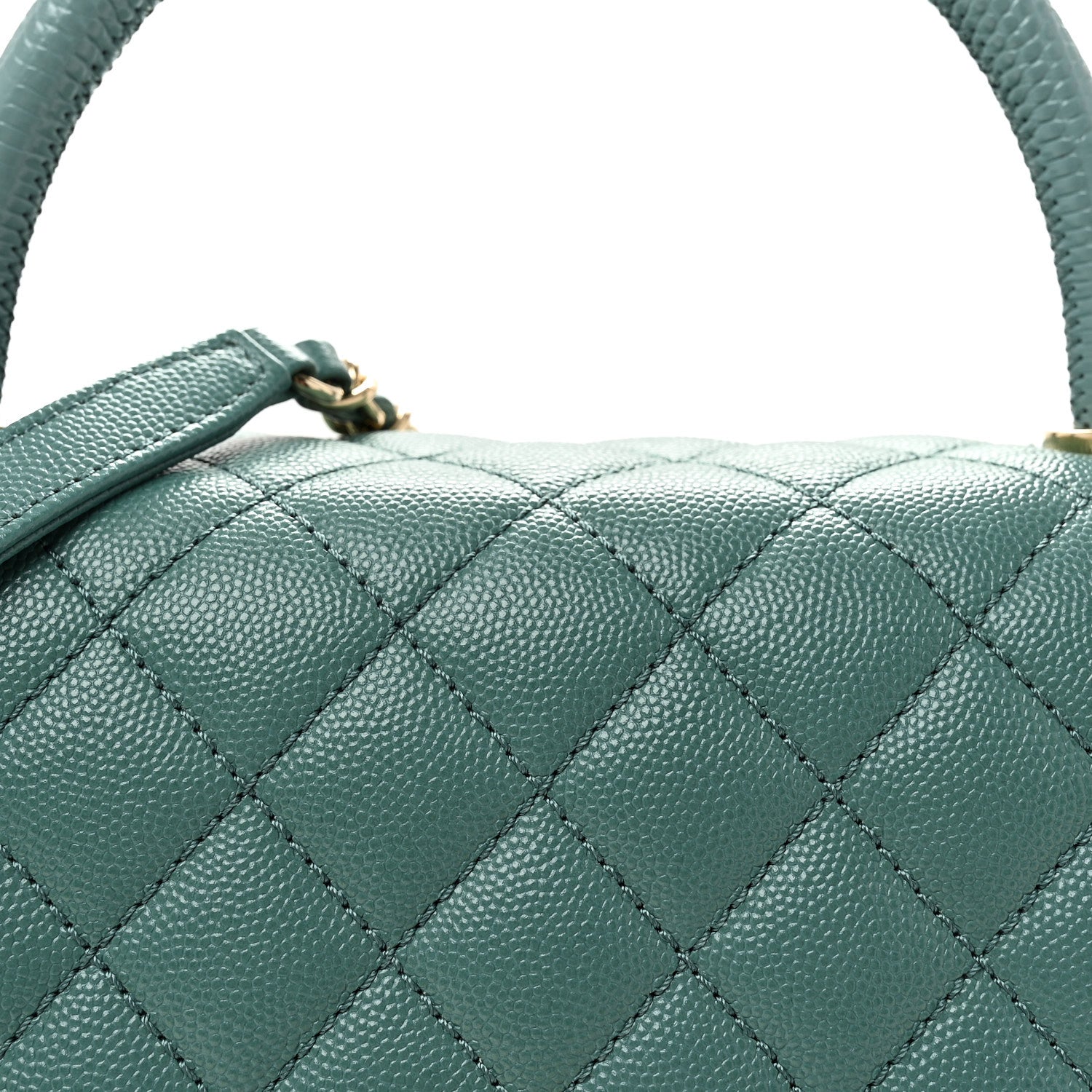 Chanel Caviar Quilted Lizard Embossed Small Coco Handle Flap Green 8 of 10