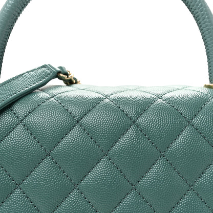 Chanel Caviar Quilted Lizard Embossed Small Coco Handle Flap Green 8 of 10