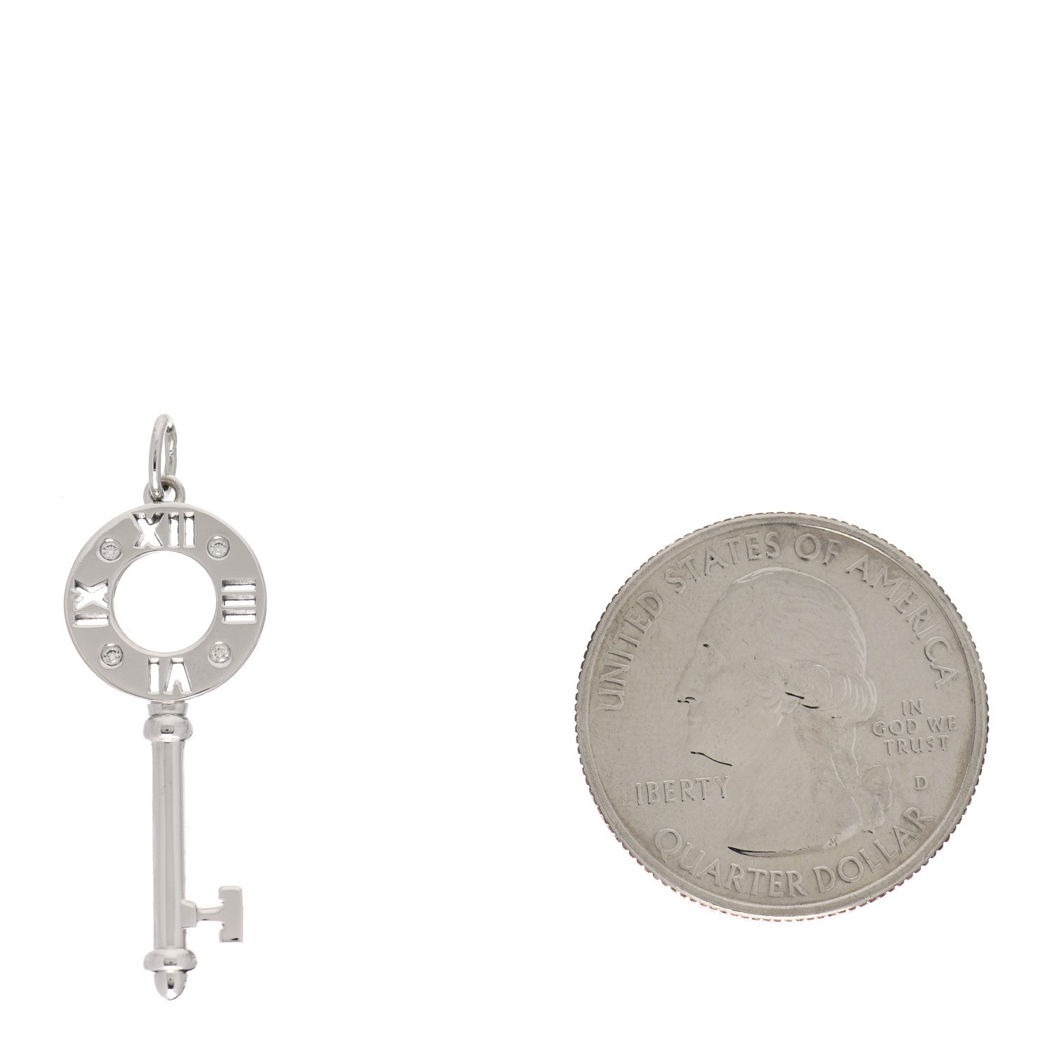 Tiffany 18K White Gold Diamond Atlas Pierced Key Pendant 2 of 3