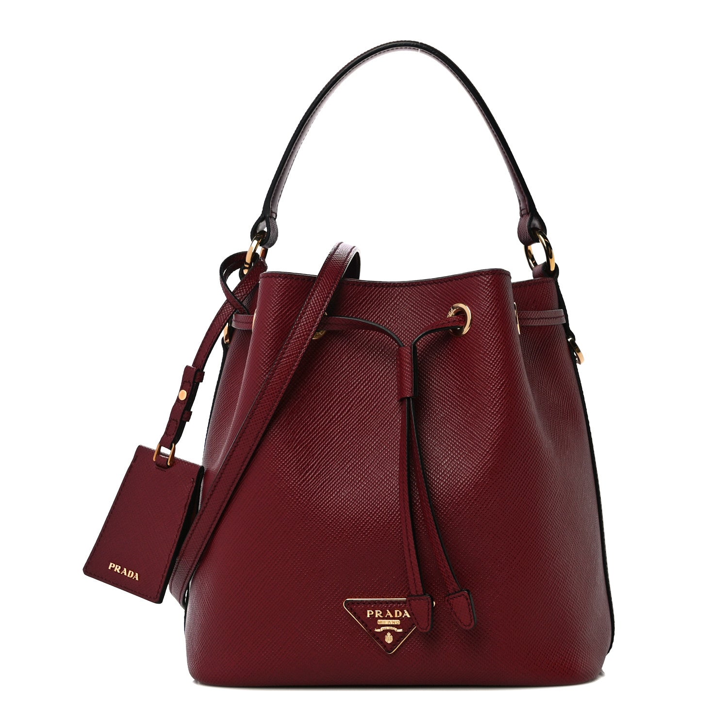 Prada Saffiano Cuir Bucket Bag Cerise 1 of 10