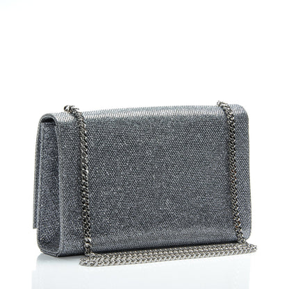 Saint Laurent Metallic Canvas Woven Medium Classic Monogram Kate Satchel Silver 2 of 5