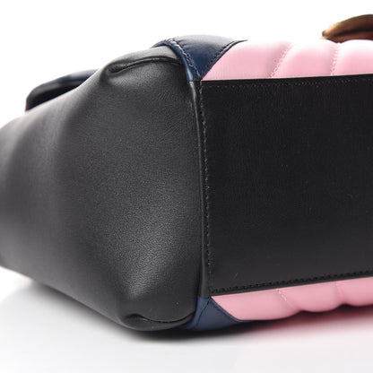 Gucci Calfskin Bamboo Trapuntata Queen Margaret Top Handle Bag Blue Agata Hibiscus Red Mystic White Sugar Pink 10 of 11