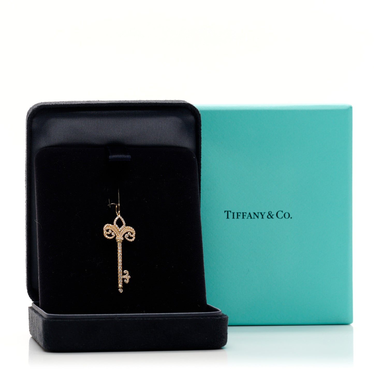 18K Rose Gold Diamond .37ct Fleur De Lis Key Pendant