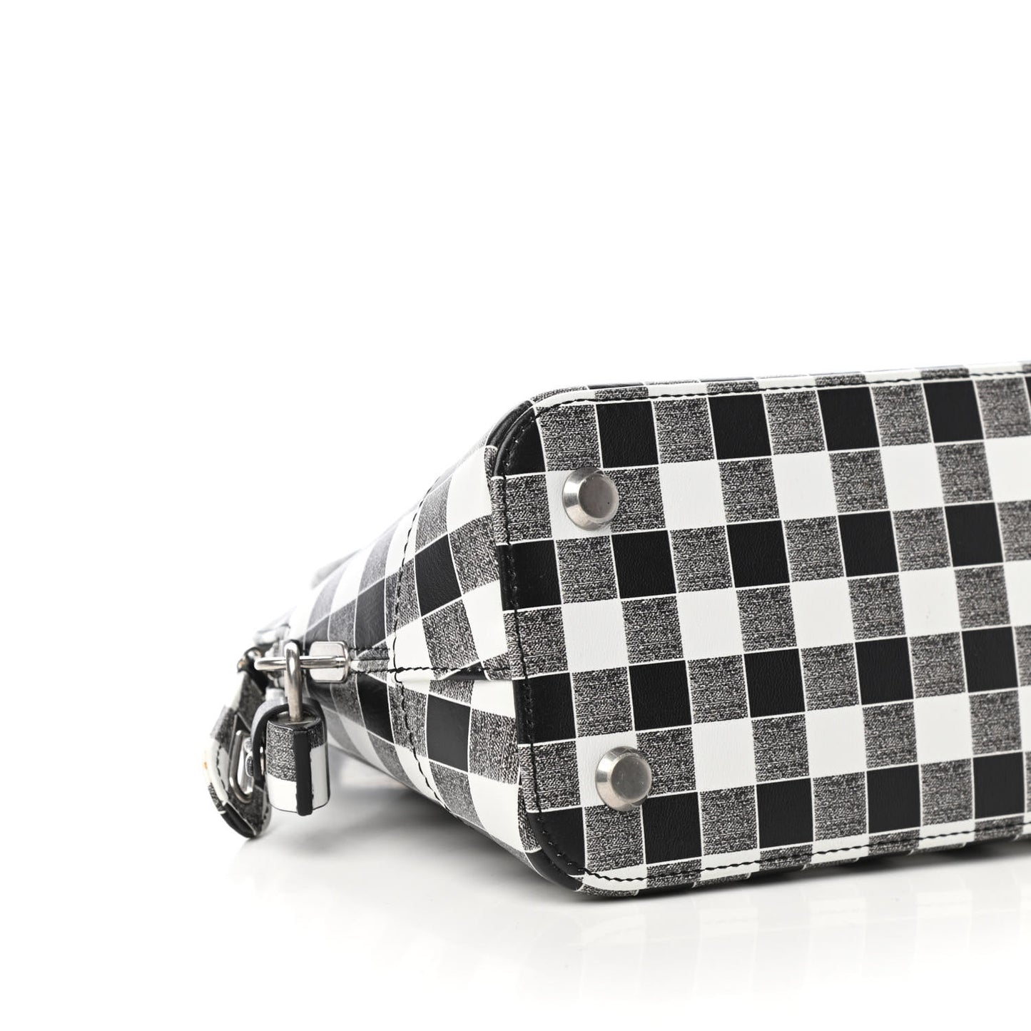 Calfskin Checked S Ville Top Handle Bag Black