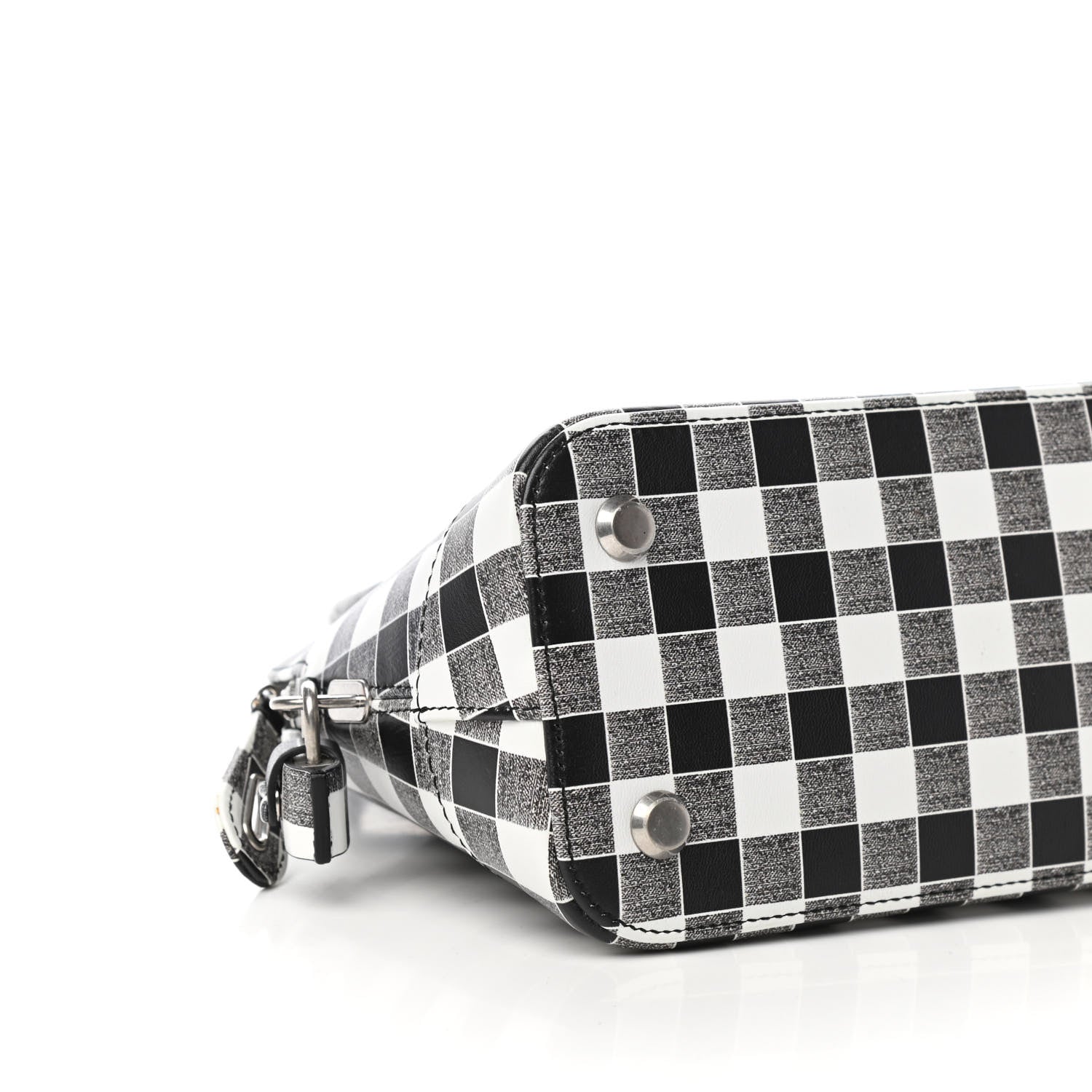 Balenciaga Calfskin Checked S Ville Top Handle Bag Black 8 of 9