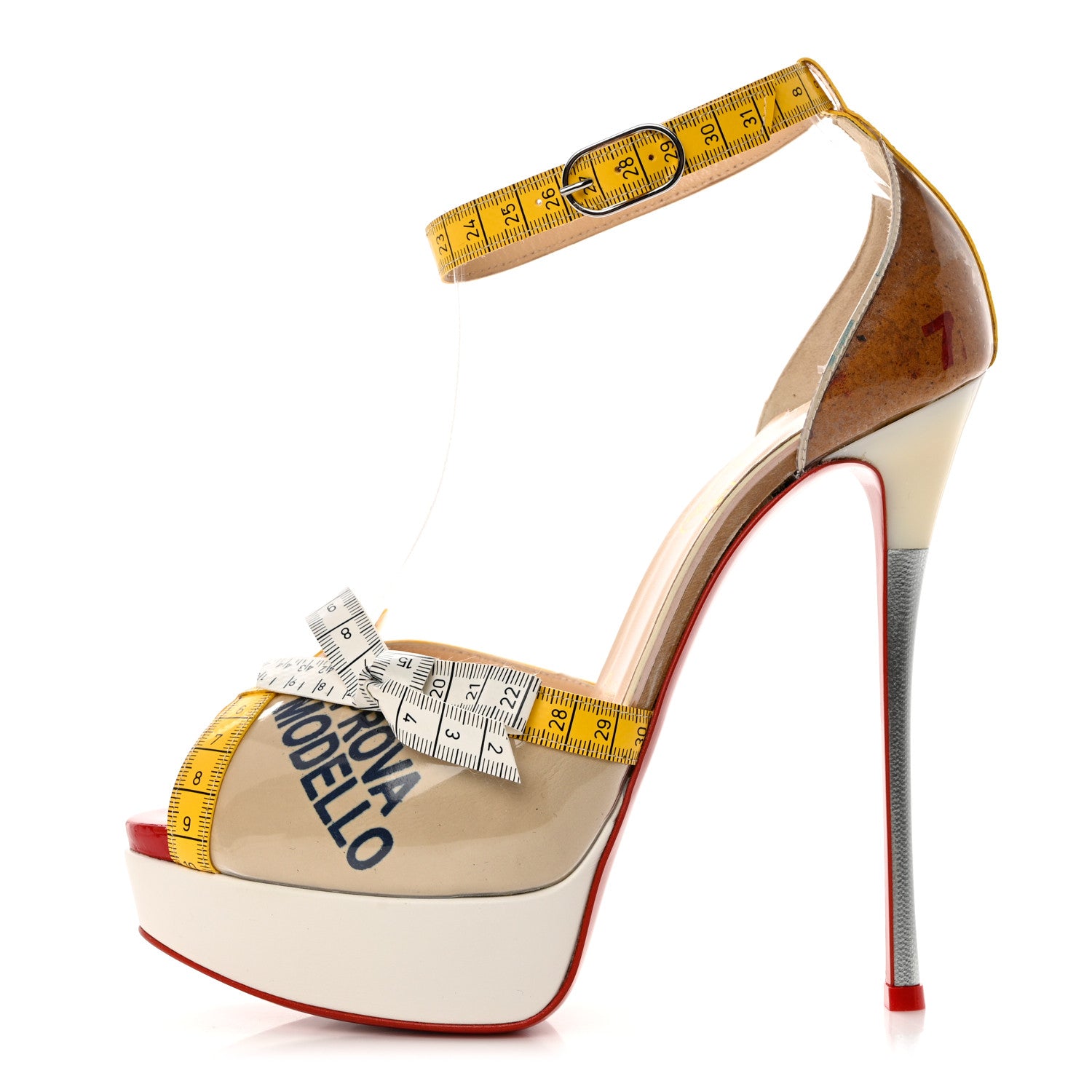 Christian Louboutin PVC Patent Ruban Calfskin Metricathy 150 Pumps 37 Transparent Yellow 1 of 10