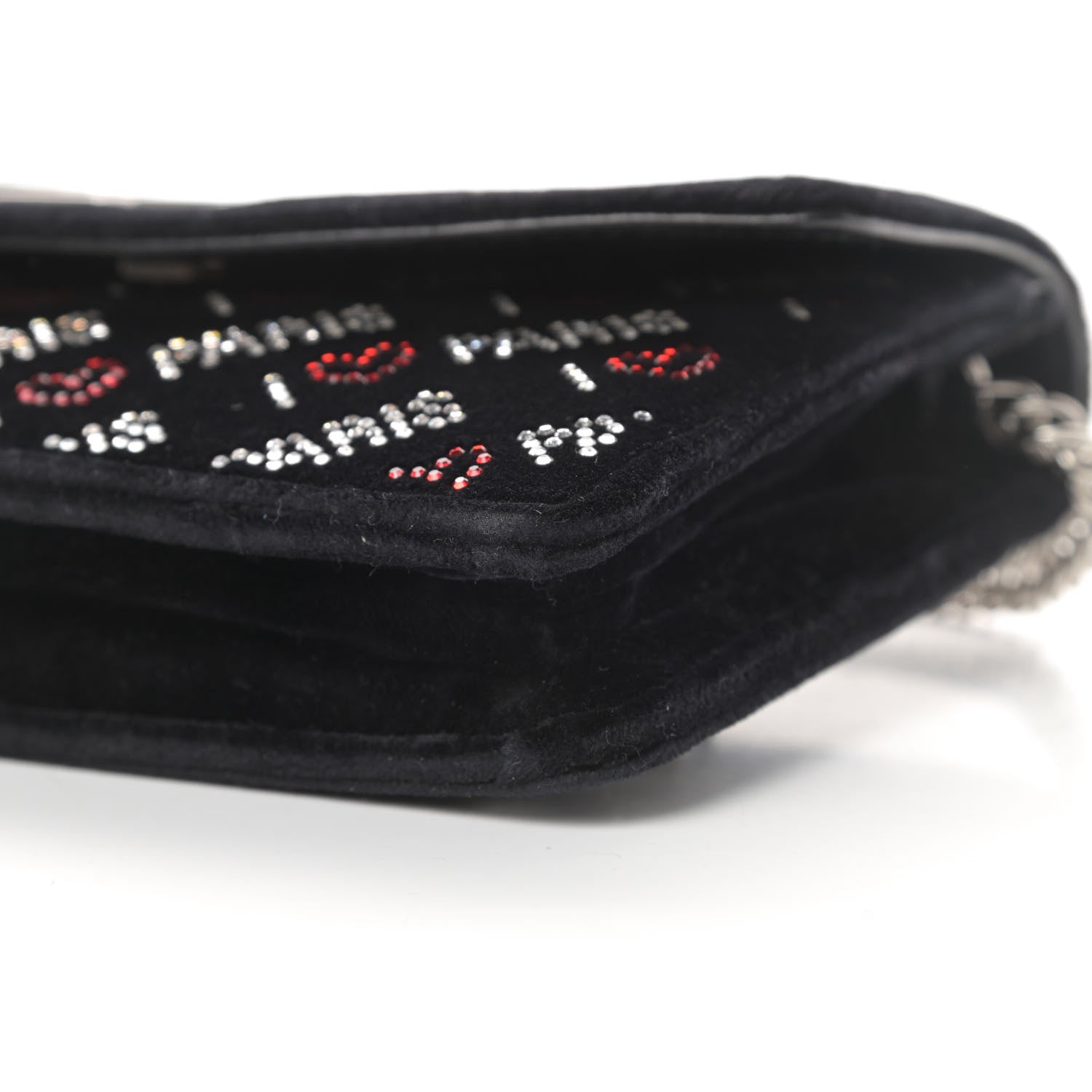 Balenciaga Velvet Crystal I Love Paris BB Wallet On Chain Black 9 of 12