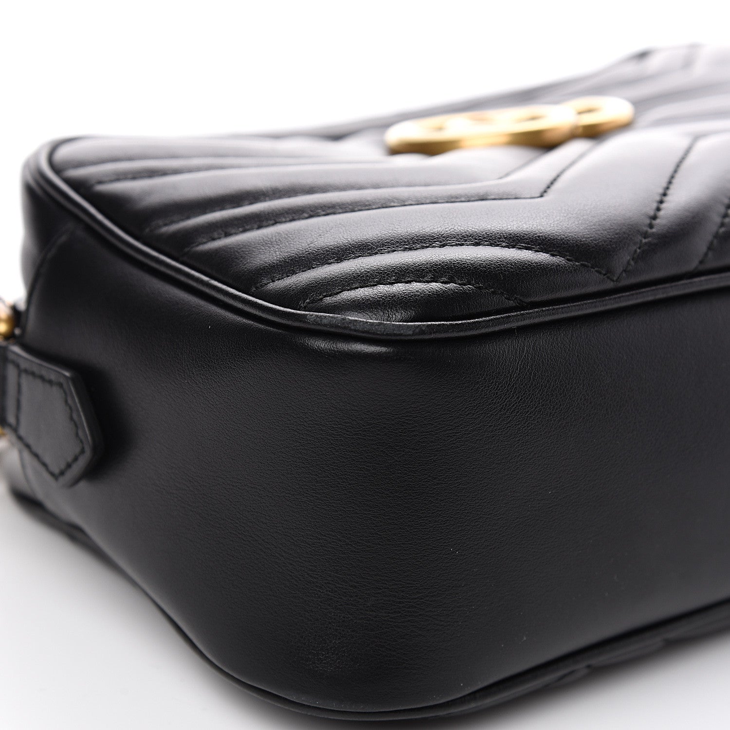 Gucci Calfskin Matelasse Small GG Marmont Chain Shoulder Bag Black 9 of 13