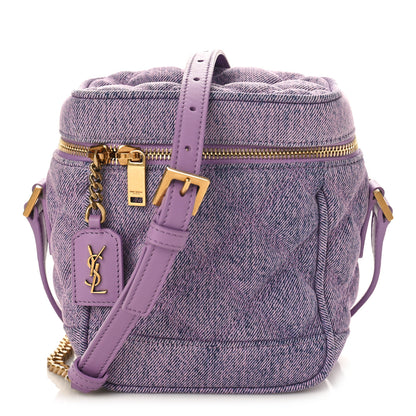 Saint Laurent Denim Quilted 80's Vanity Bag Bleached Lilac 1 of 8
