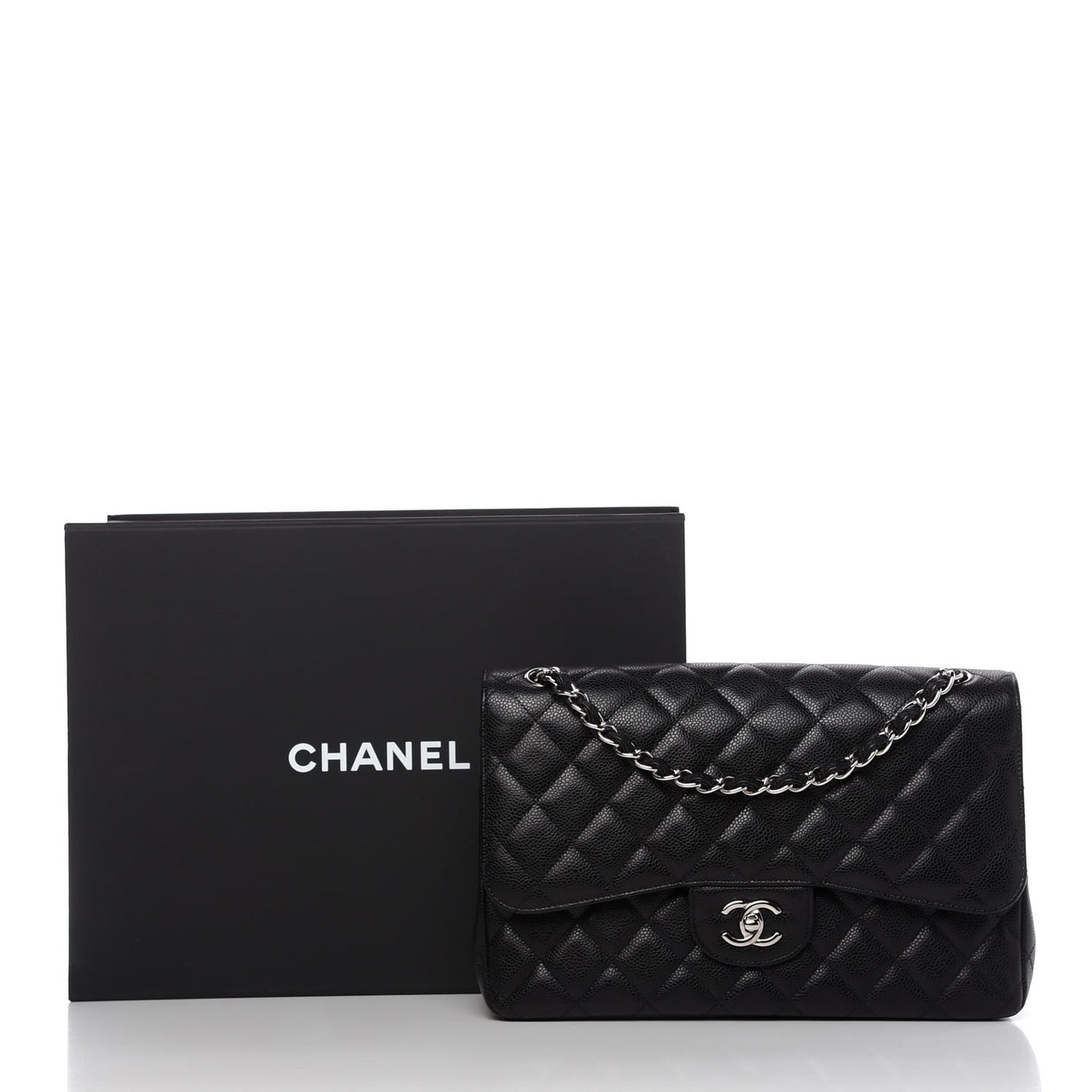 Caviar Quilted Jumbo Double Flap Black