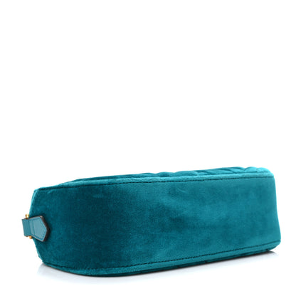 Gucci Velvet Matelasse Small GG Marmont Chain Shoulder Bag Pavone Cyan 4 of 9
