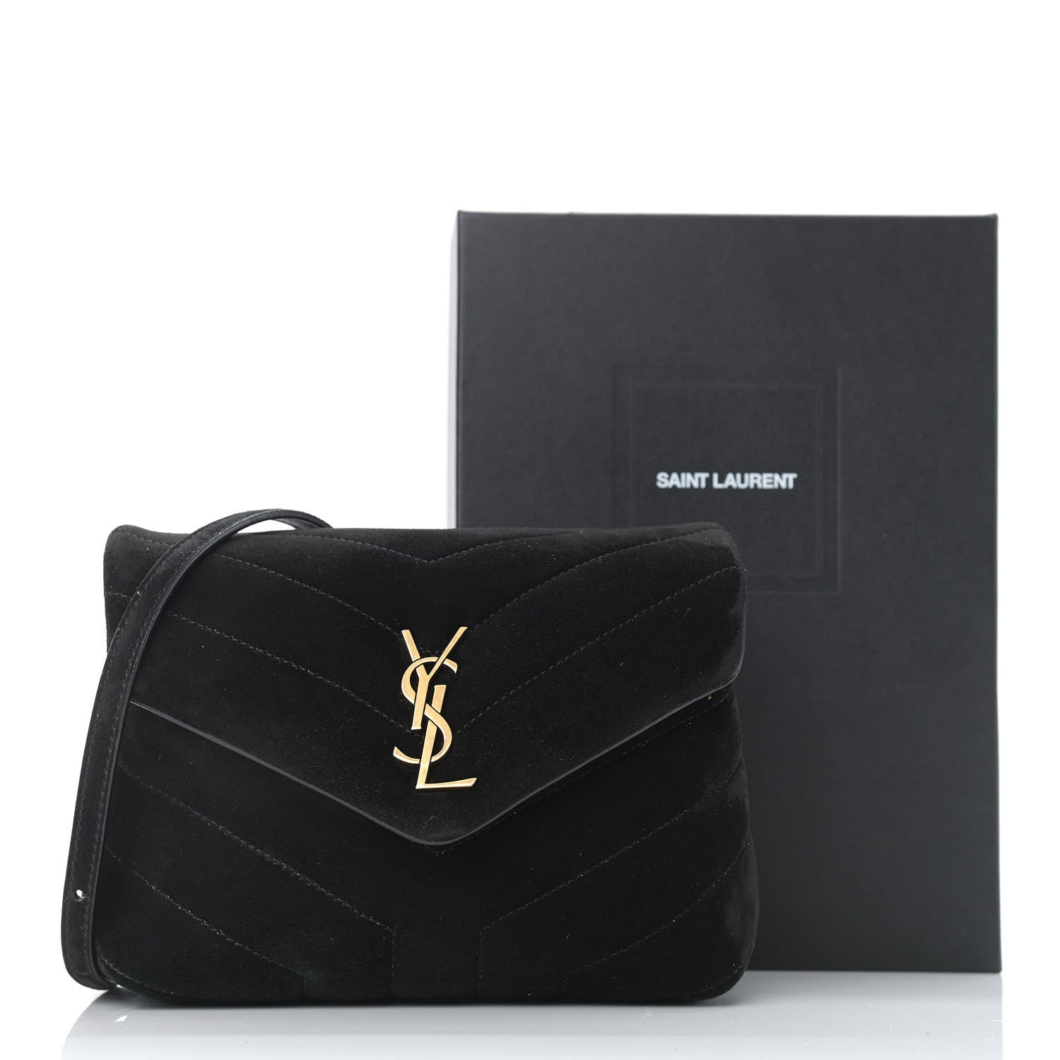 Saint Laurent Suede Y Quilted Monogram Toy Loulou Crossbody Bag Black 12 of 12
