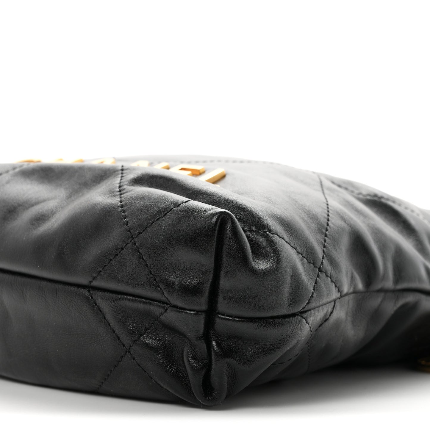 Shiny Calfskin Quilted Mini Chanel 22 Black
