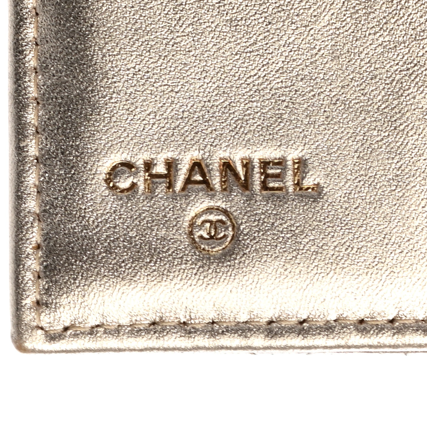 Metallic Lambskin Quilted Large Flap Wallet Gold