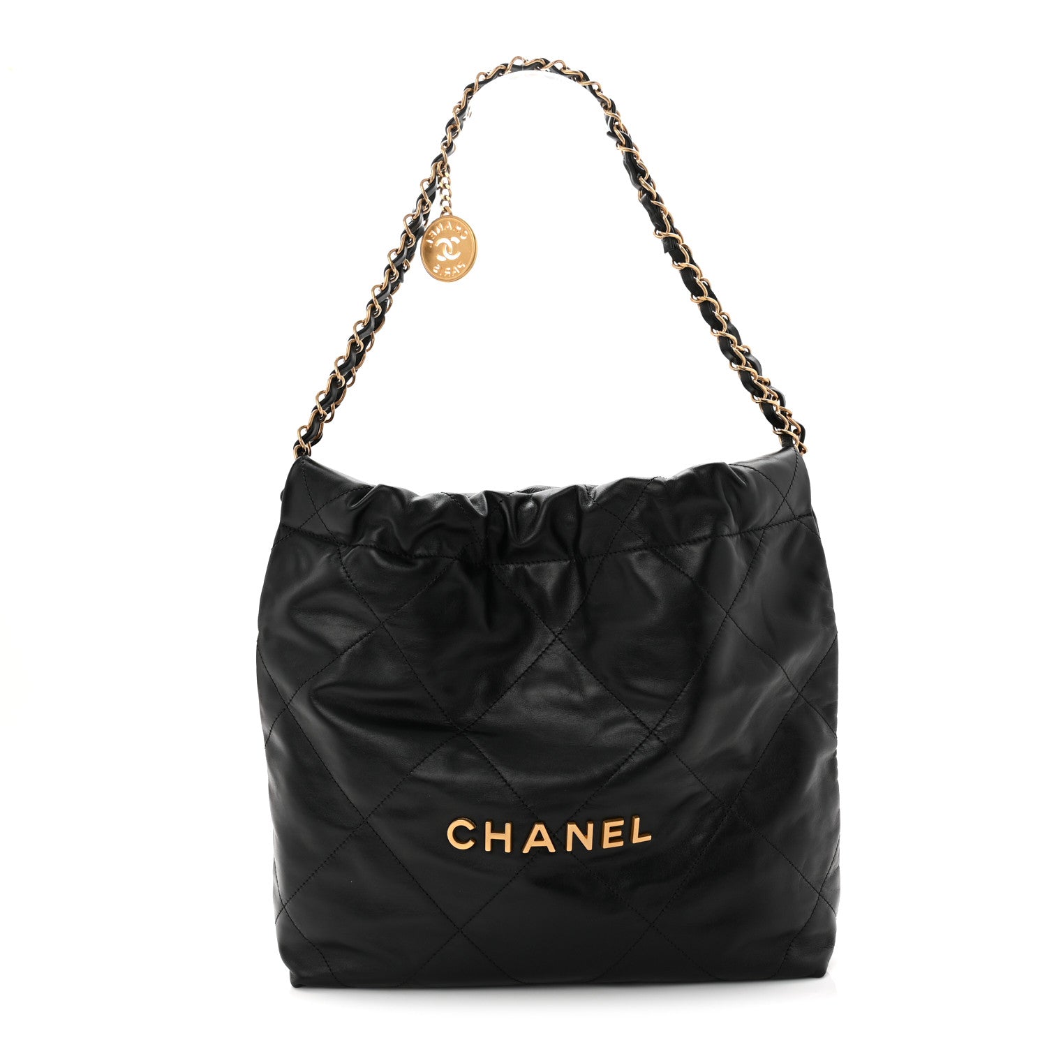 Chanel Shiny Calfskin Quilted Small Chanel 22 Black 2 of 21
