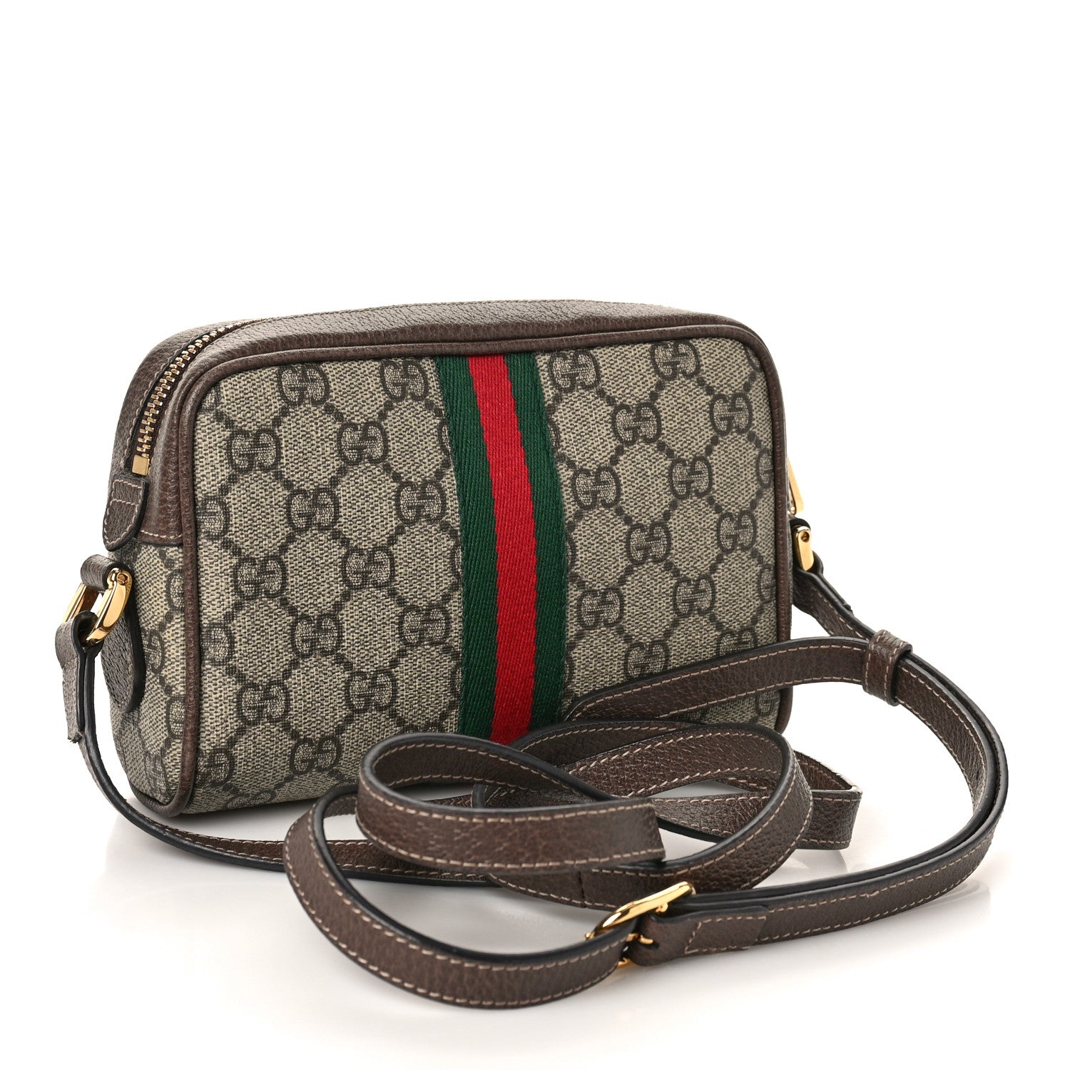 Gucci GG Supreme Monogram Web Mini Ophidia Shoulder Bag Brown 2 of 9