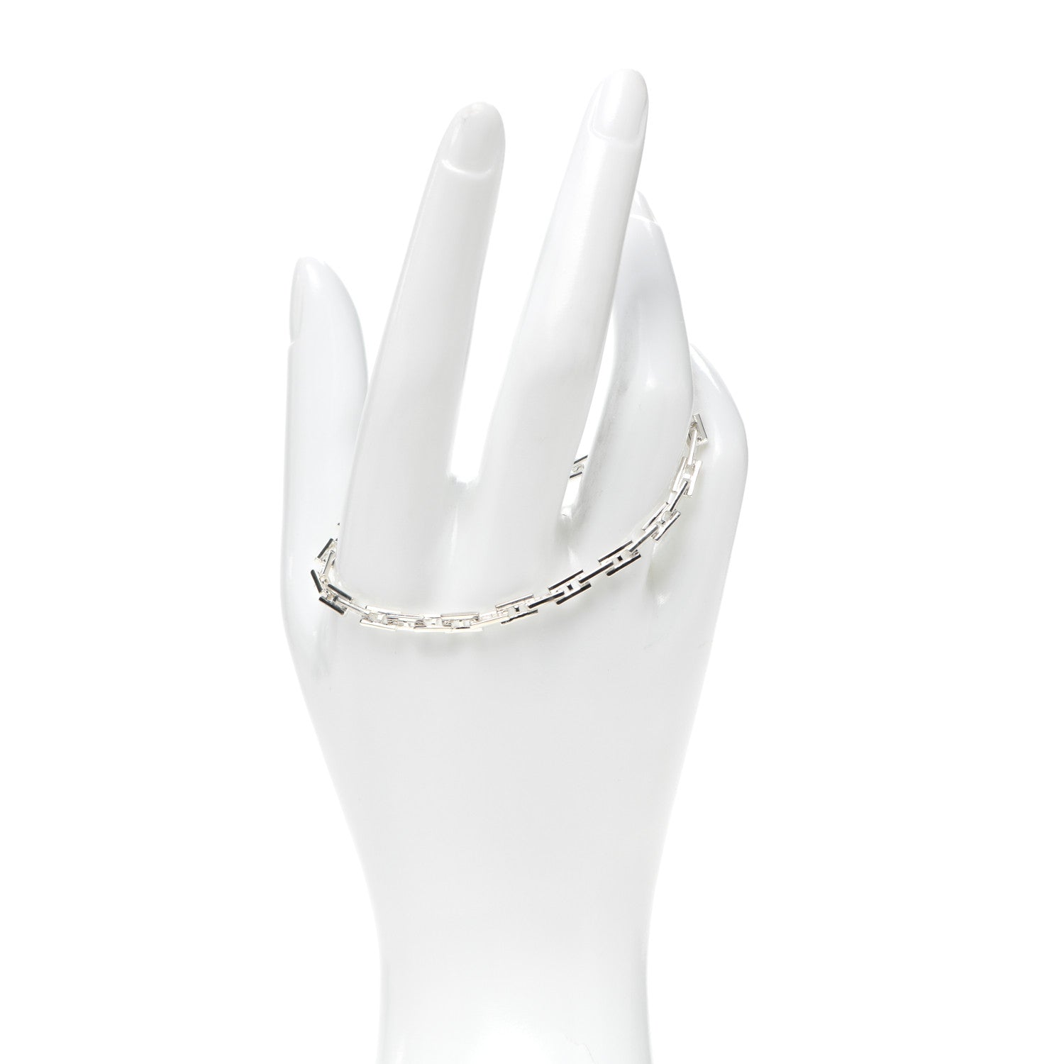 Hermes Sterling Silver H Logo Hercules Link Bracelet 2 of 5