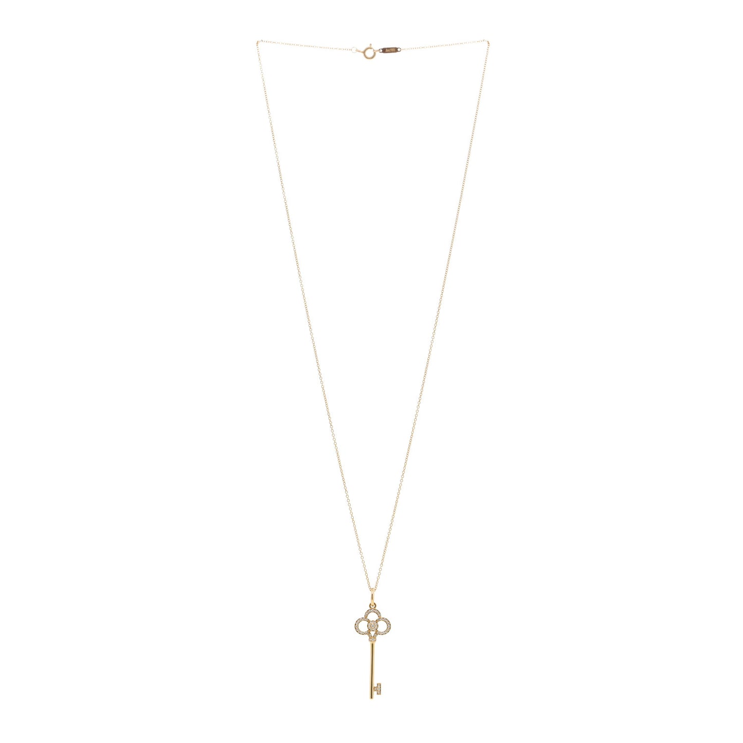 18K Yellow Gold Diamond Crown Key Pendant Necklace