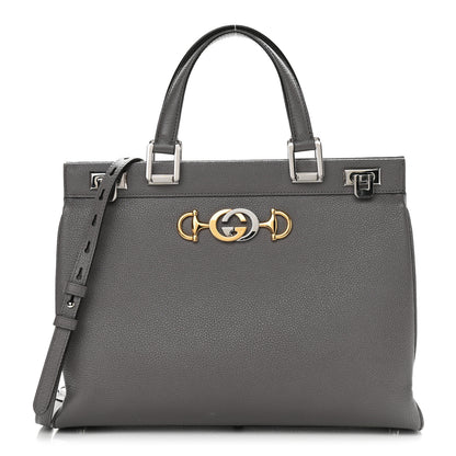 Gucci Grainy Calfskin Medium Zumi Top Handle Bag Dusty Grey 1 of 13