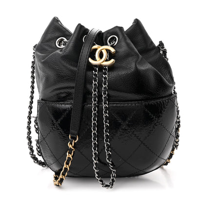 Chanel Patent Goatskin Quilted Small Gabrielle Bucket Black 1 of 11