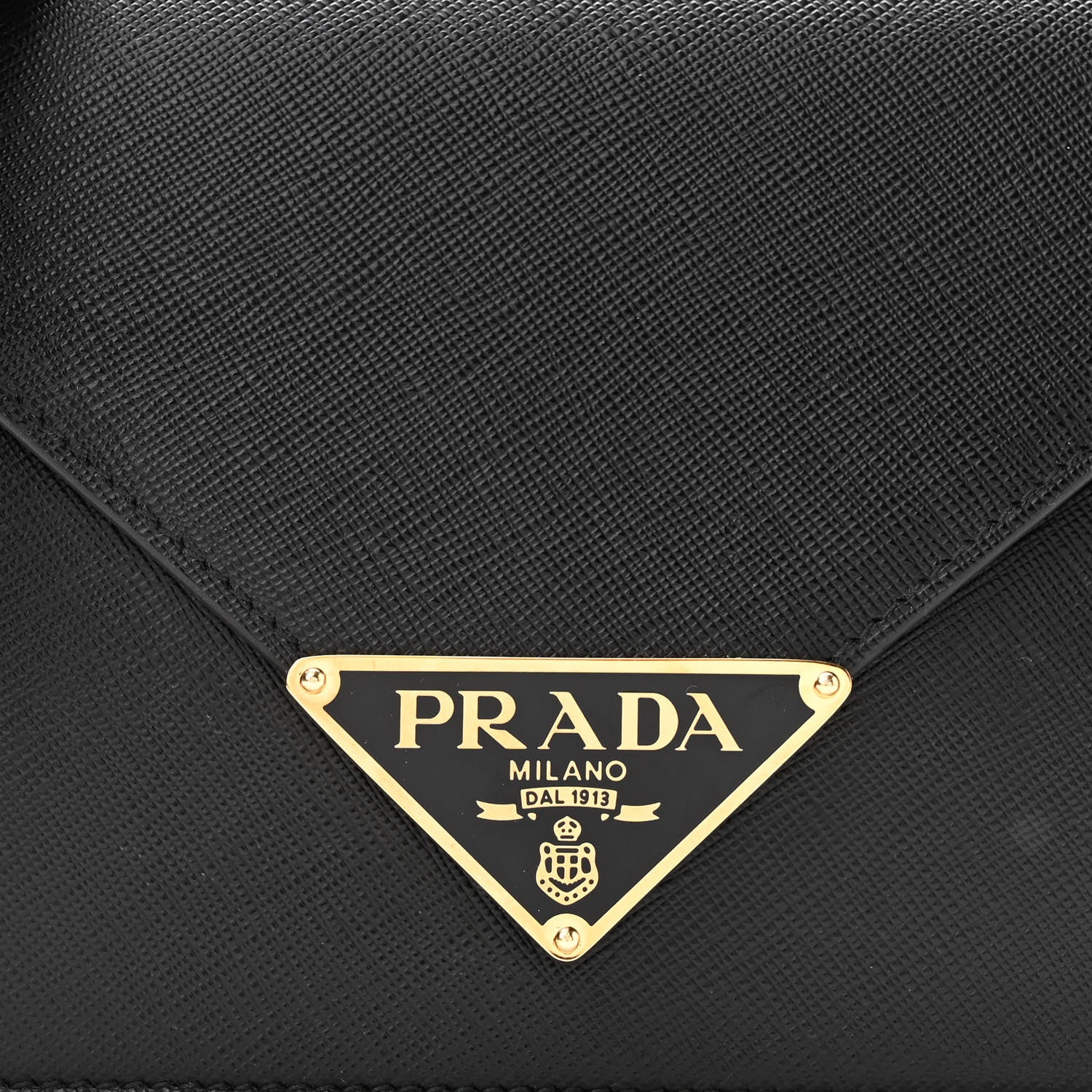 Prada Saffiano Lux Metal Triangle Logo Mini Envelope Chain Shoulder Bag Black 7 of 9