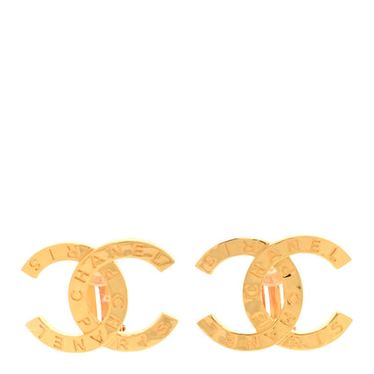 Chanel Metal CC Paris Button Clip On Earrings Gold 1 of 5