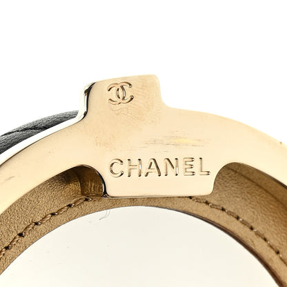 Chanel Lambskin Enamel Quilted Round Poker Chip Clutch With Chain Black White 6 of 11