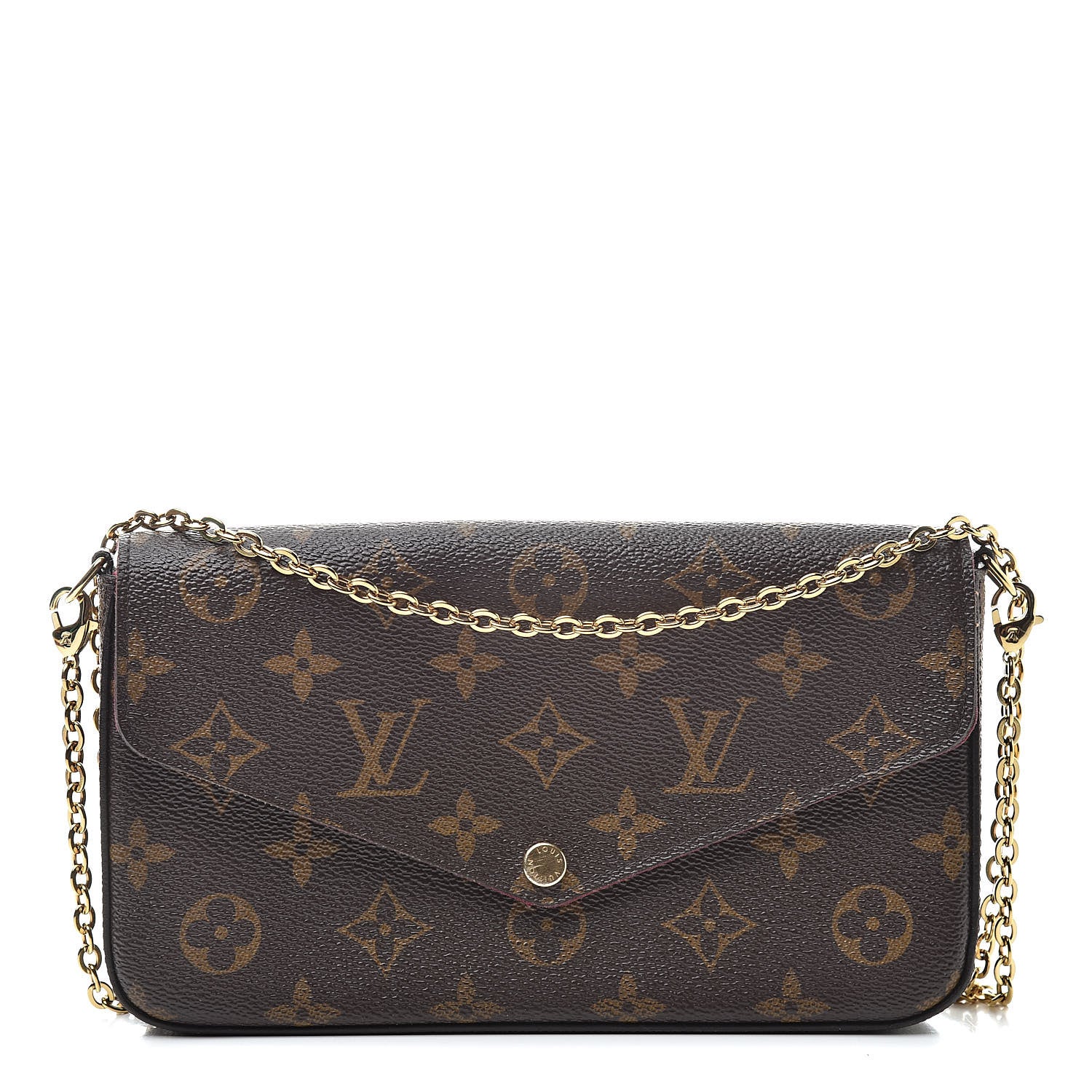 Louis Vuitton Monogram Pochette Felicie Chain Wallet Fuchsia 1 of 16