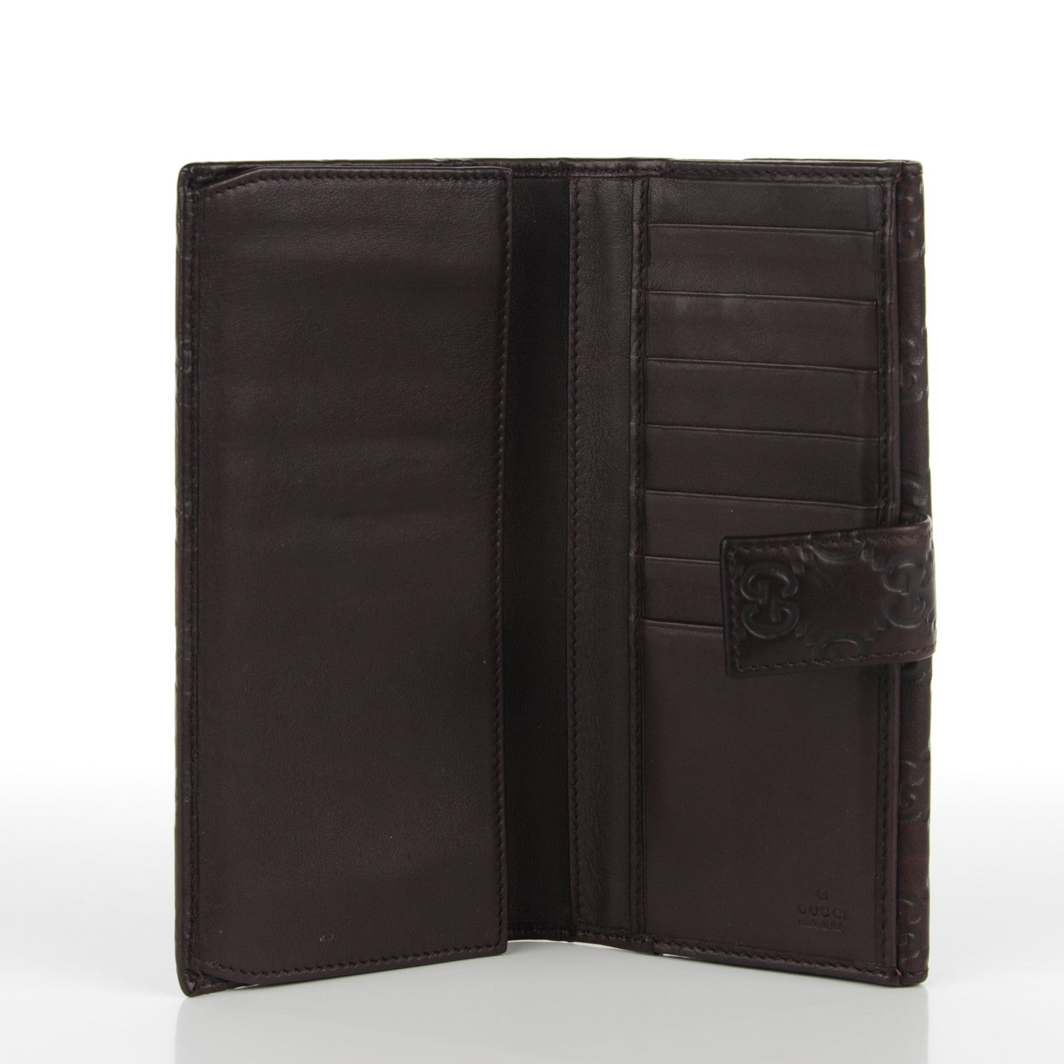 Gucci Guccissima Margaux Calfskin Metal Bar Continental Flap Wallet Chocolate 5 of 7