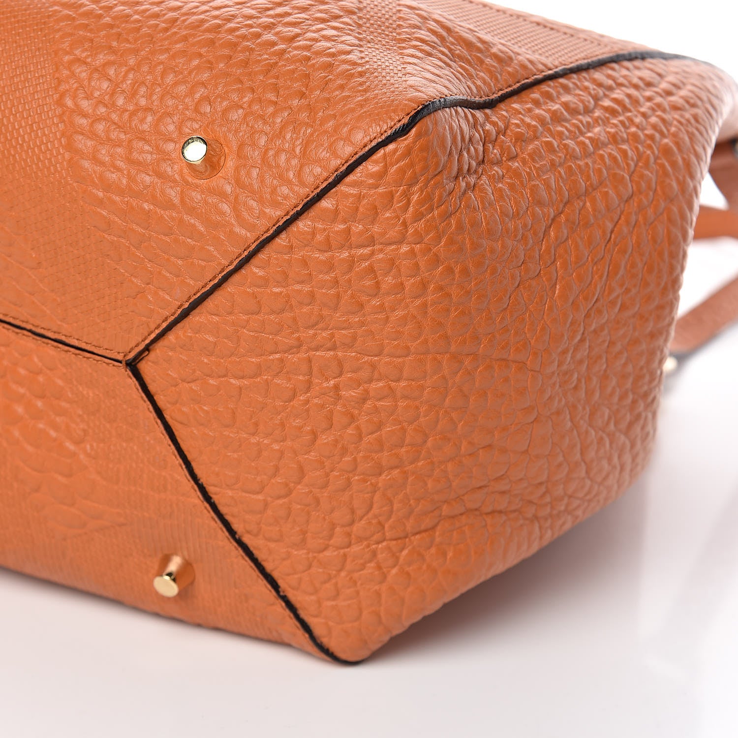 Burberry Signature Grain Calfskin Check Embossed Small Canterbury Tote Copper Orange 9 of 9