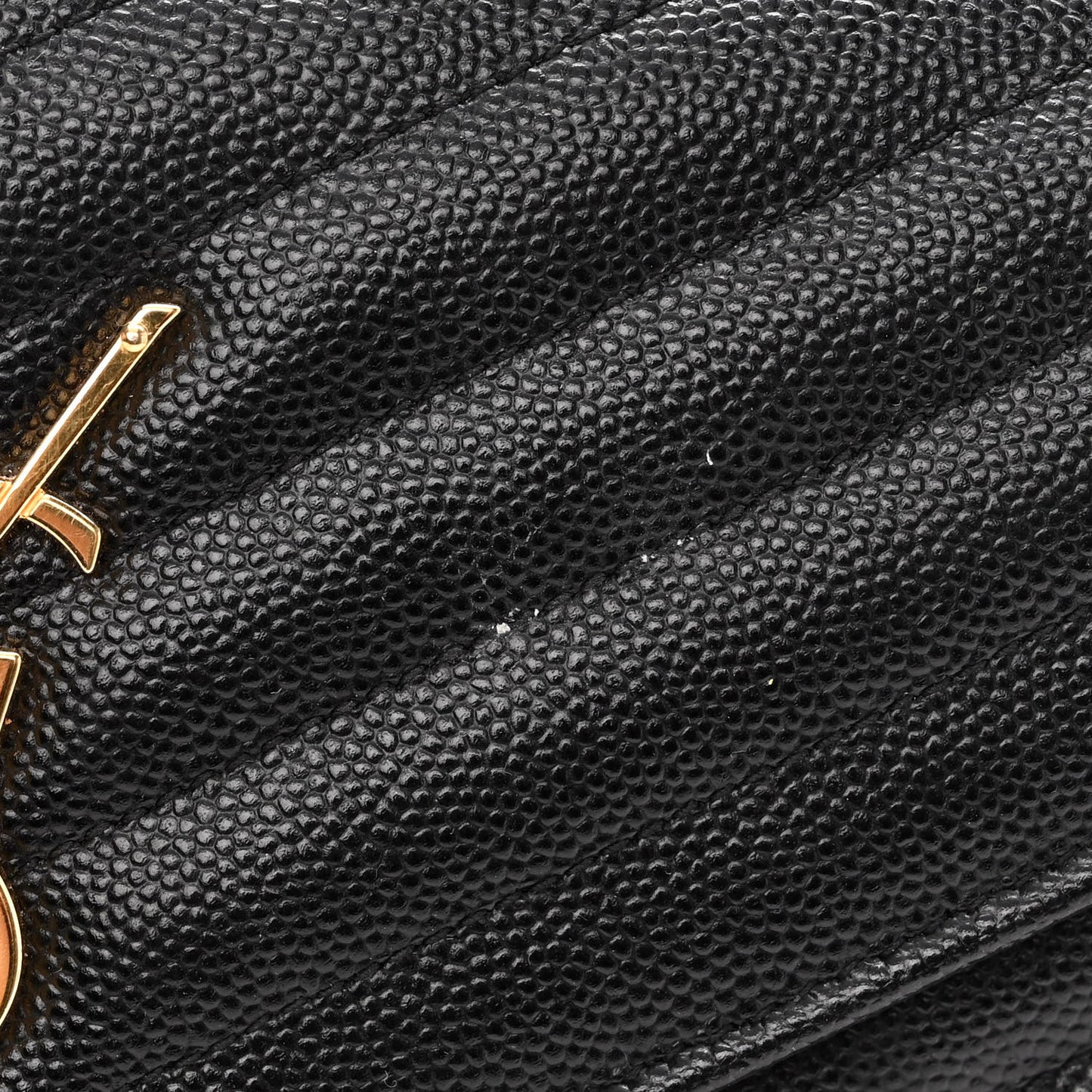 Grain De Poudre Matelasse Chevron Monogram Chain Wallet Black