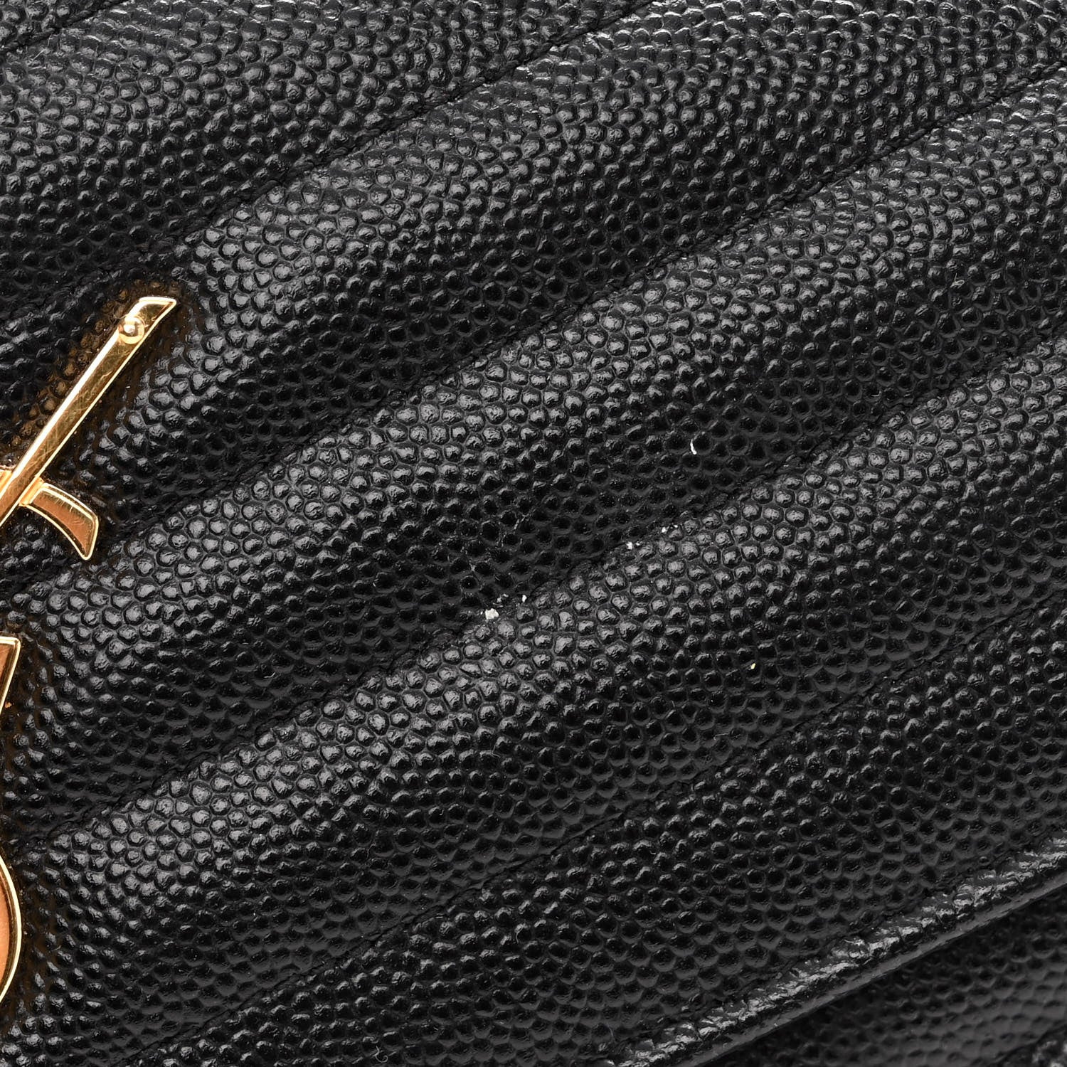 Saint Laurent Grain De Poudre Matelasse Chevron Monogram Chain Wallet Black 11 of 11