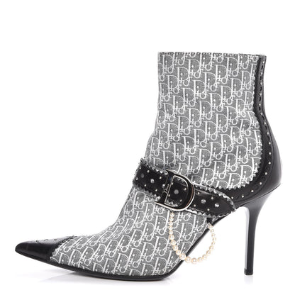 Christian Dior Monogram Trick Pearl Ankle Boots 36.5 Gris Moyen 1 of 14