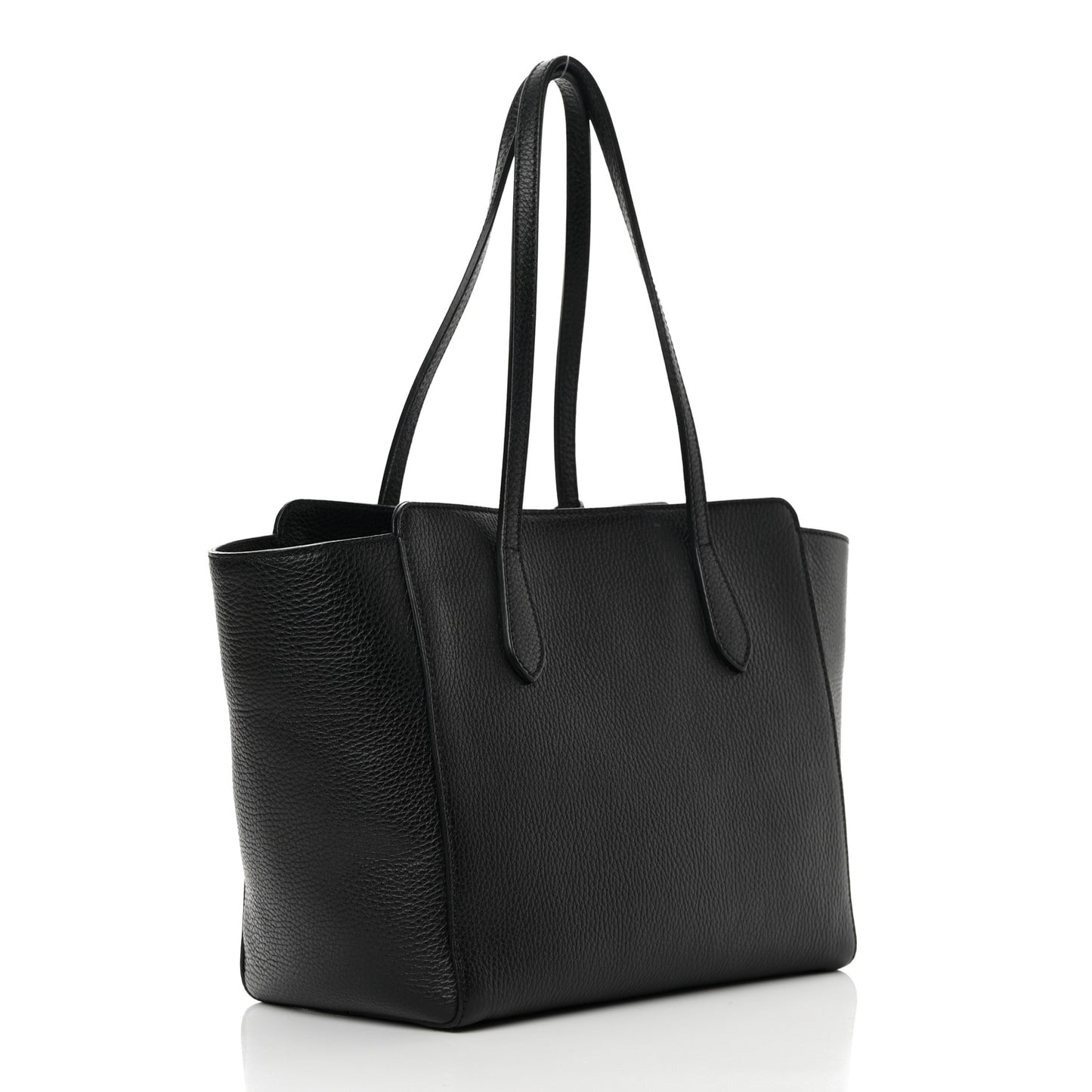 Pebbled Calfskin Small Swing Tote Black