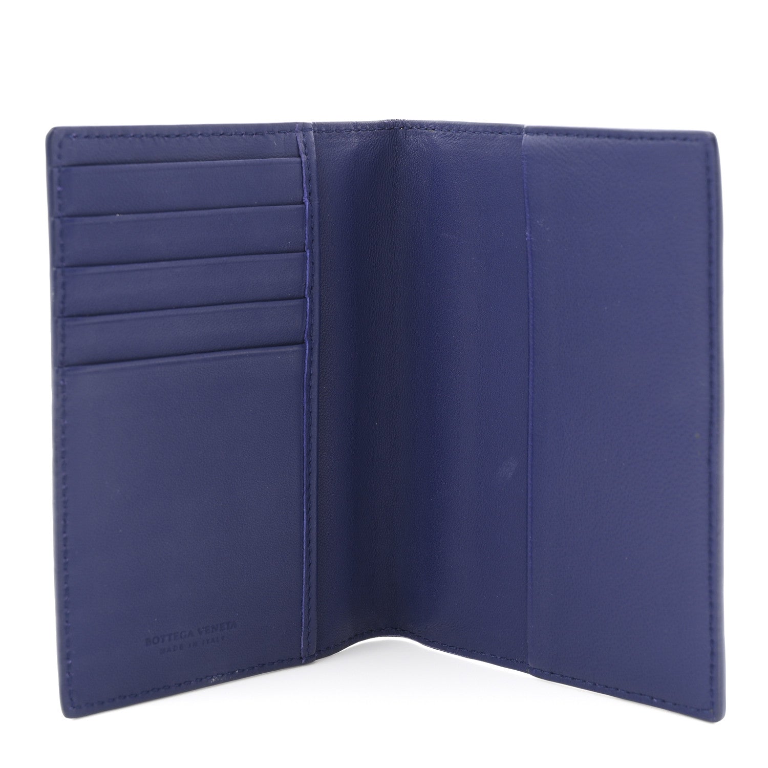 Bottega Veneta Nappa Intrecciato Passport Case Navy Blue 1845502
