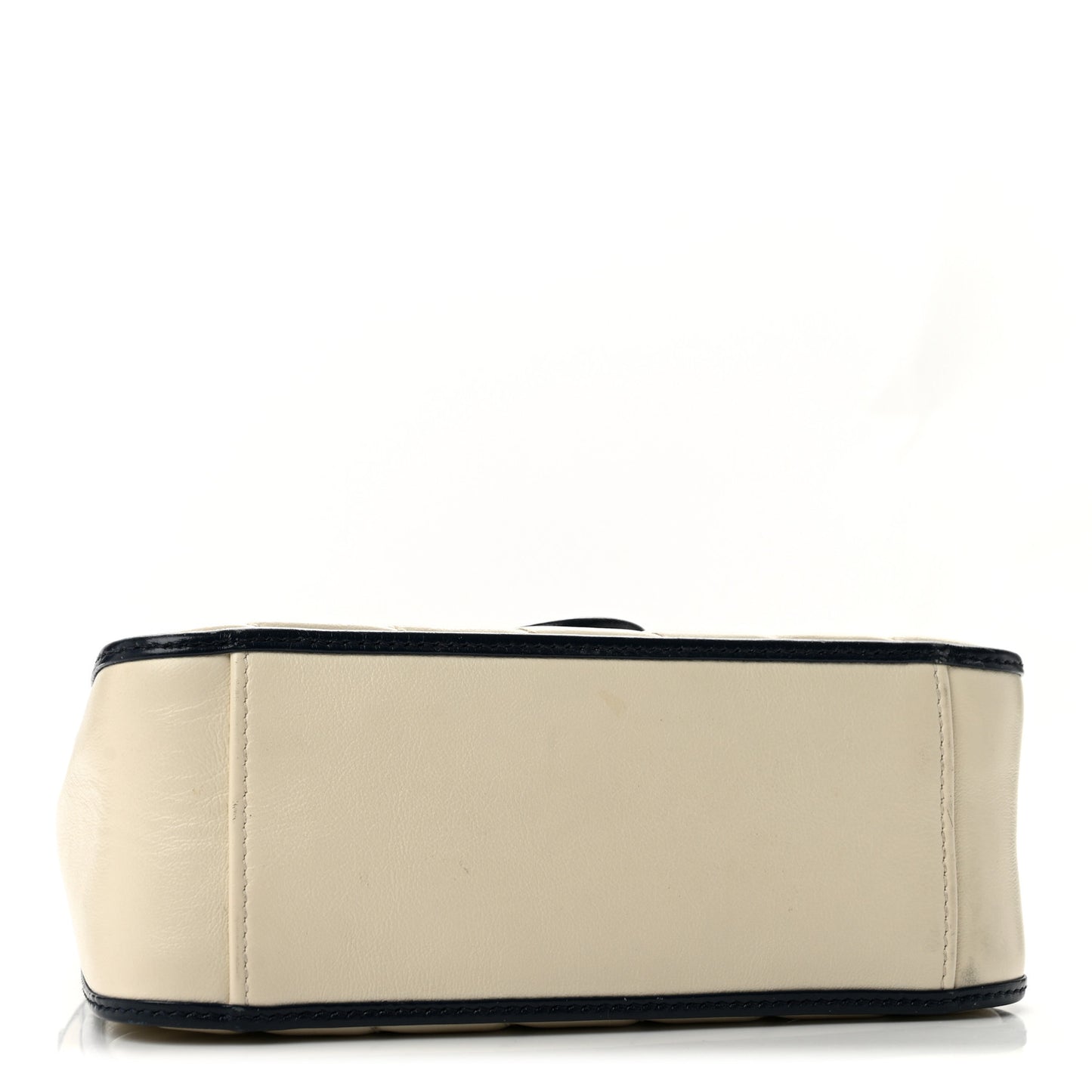 Vintage Effect Calfskin Matelasse Diagonal Mini Torchon GG Marmont Top Handle Shoulder Bag Mystic White Blue Agata