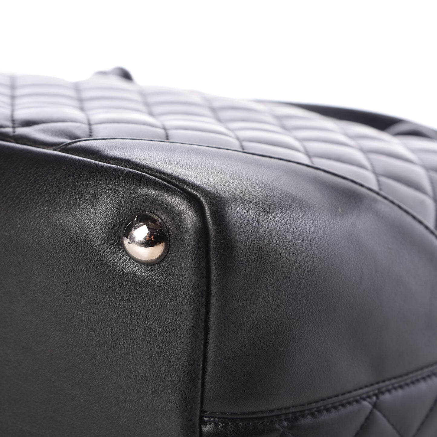 Calfskin Quilted Large Cambon Tote Black White
