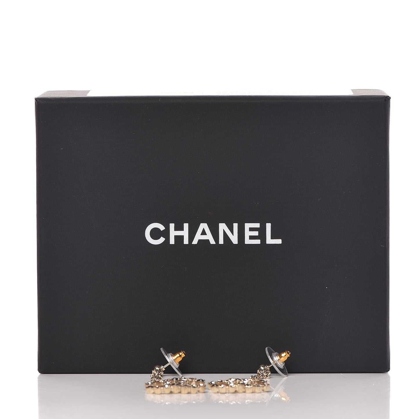 Crystal CC Drop Earrings Pink Grey Gold