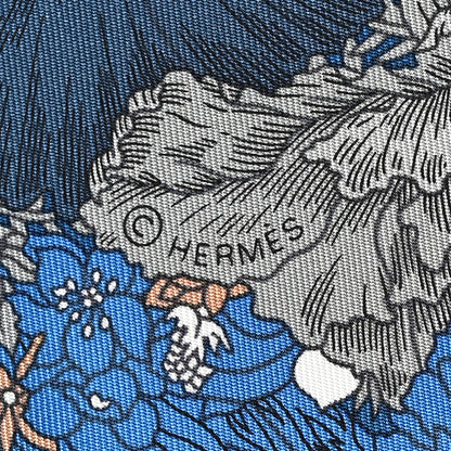 Hermes Silk Robe Legere Scarf 90 Bleu Azure Ocre Roux 7 of 7