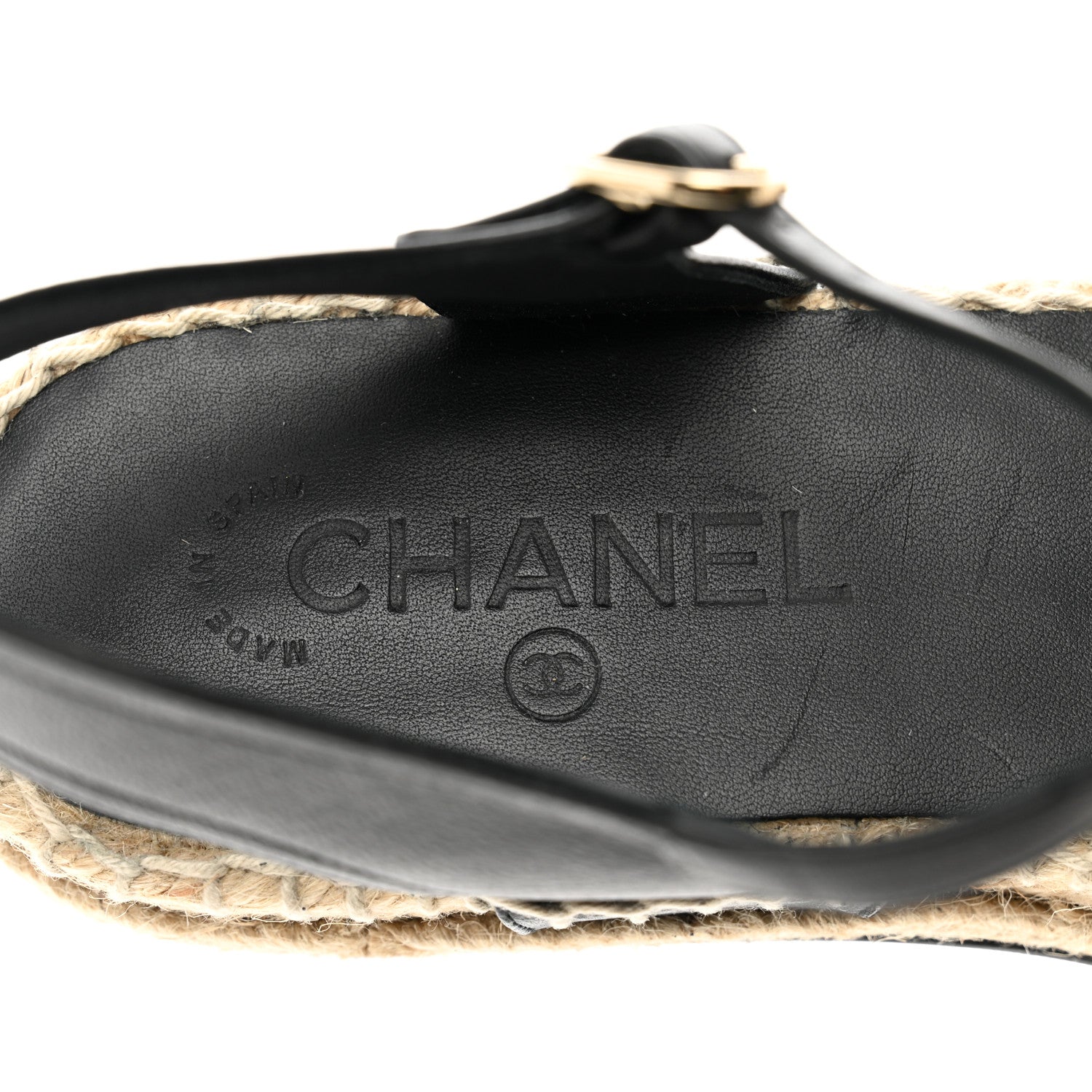 Chanel Lambskin Cap Toe CC Espadrilles Sandals 41 Black 7 of 9